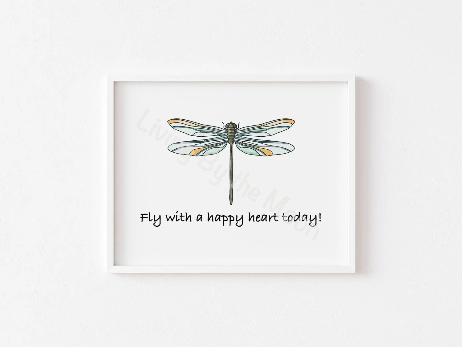 Dragonfly Print White Frame Digital