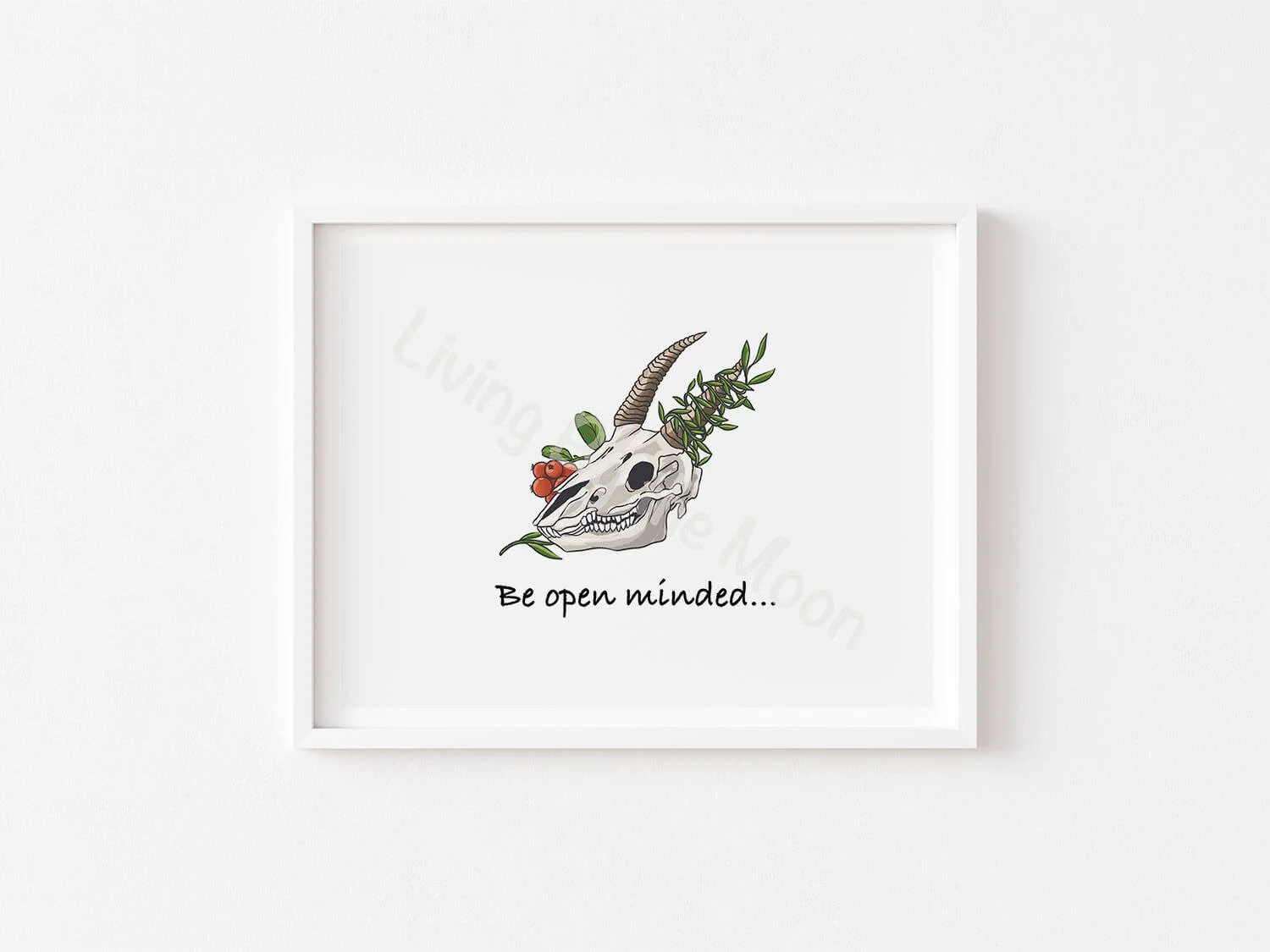 Ram Skull Print White Frame Digital