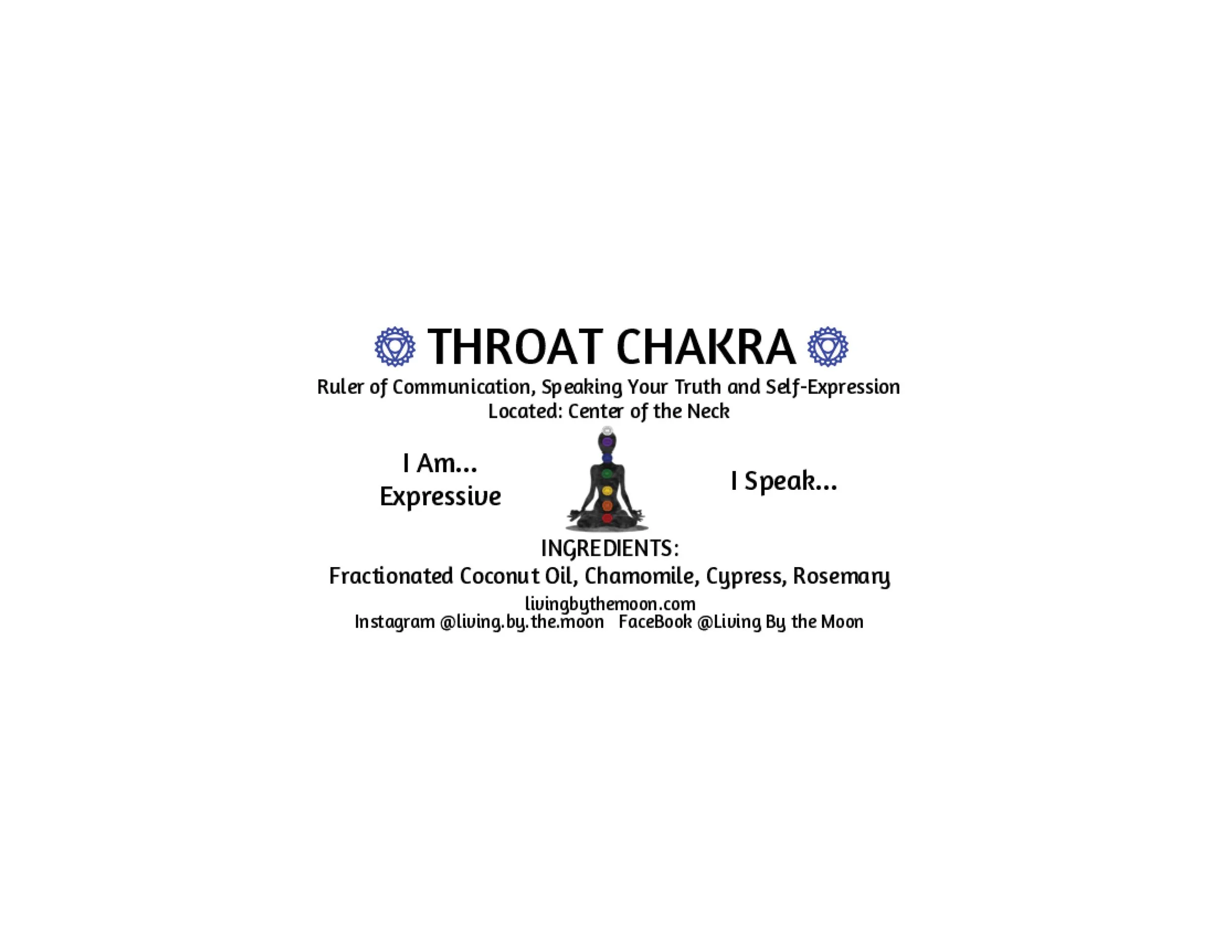 Throat Chakra Essential Oil Rollerball Informational Label