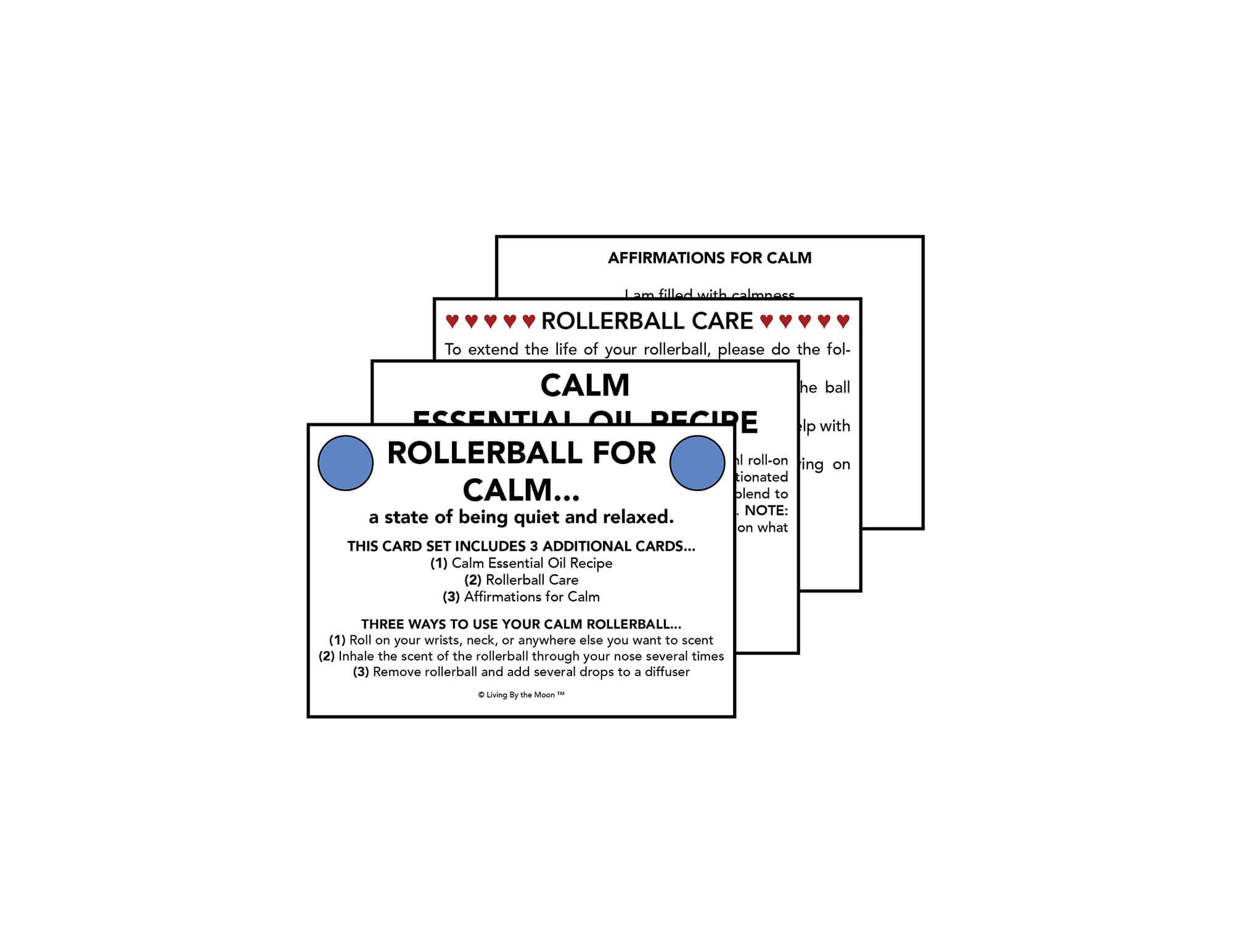 Uplifting Word Calm Essential Oil Rollerball Informational Card Set Mockup
