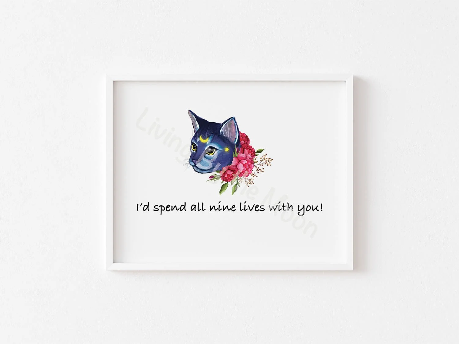 Cat Print White Frame Digital
