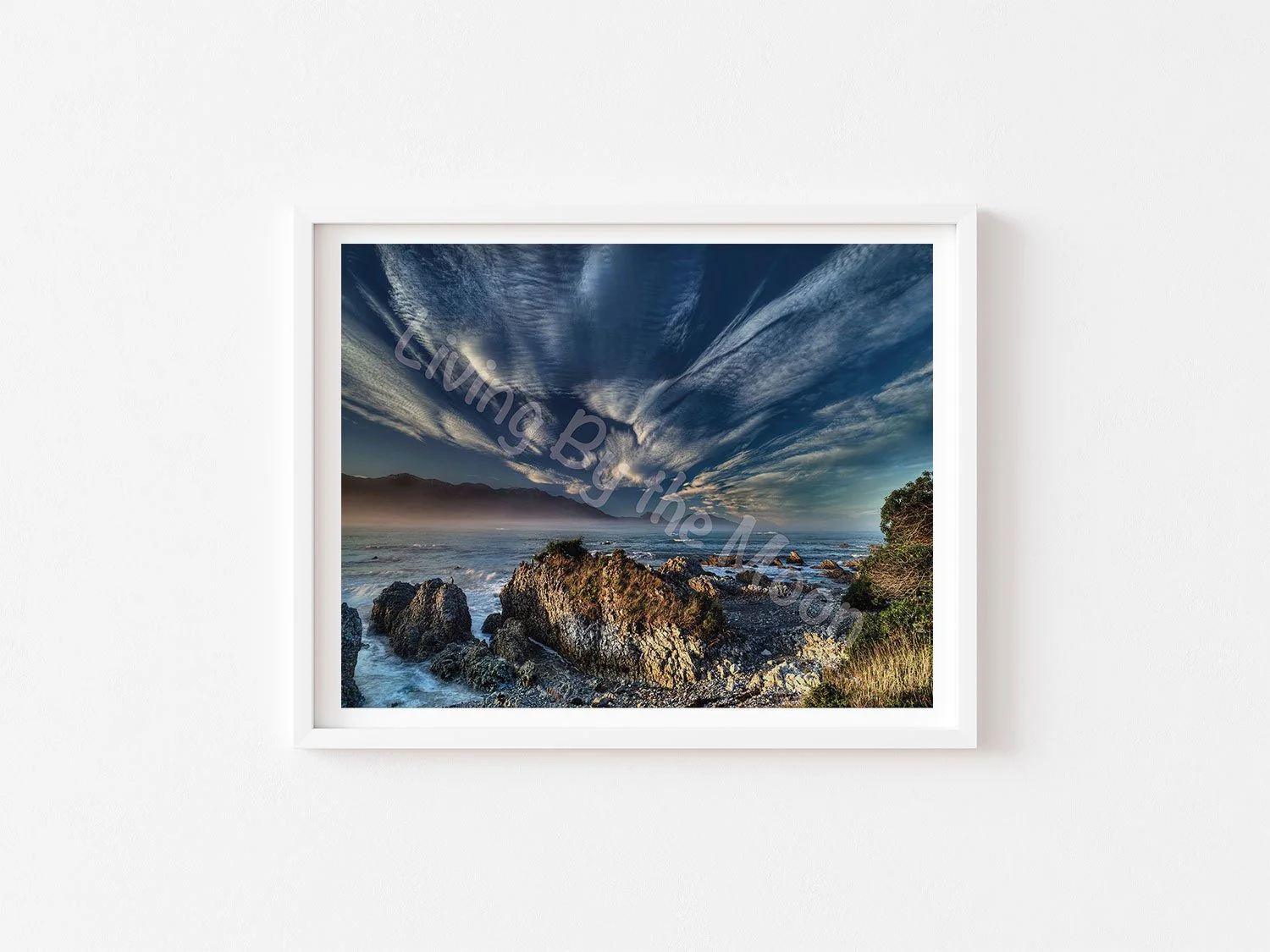 Flying Clouds Print White Frame Digital