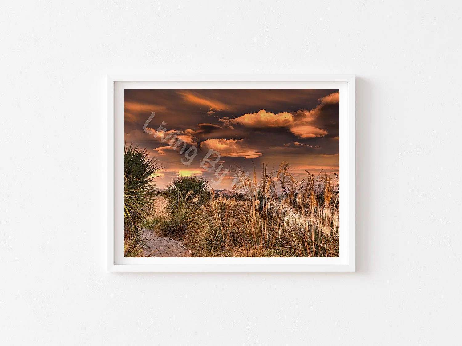 Evening Walk Print White Frame Digital