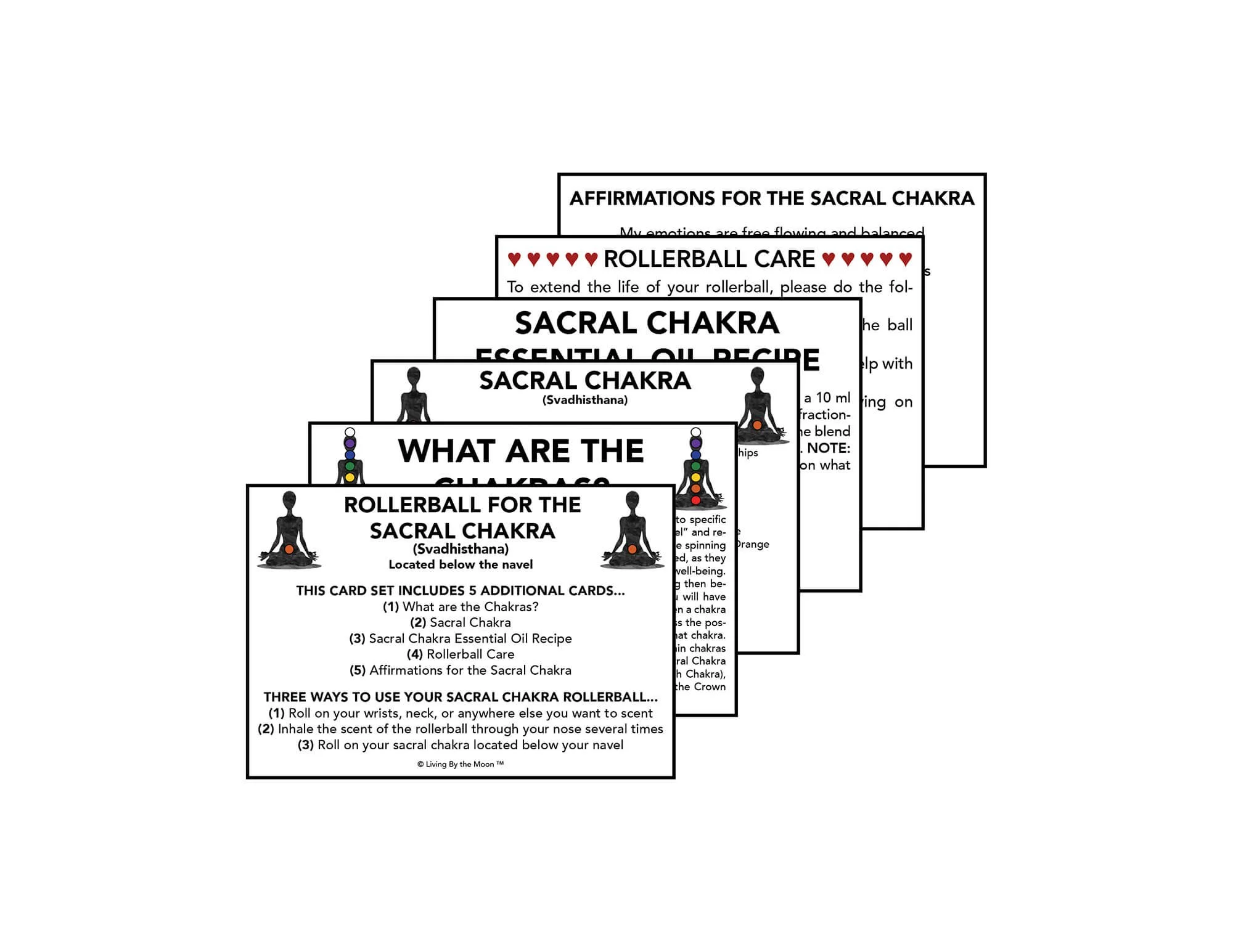 Sacral Chakra Essential Oil Rollerball Informational Card Set Mockup