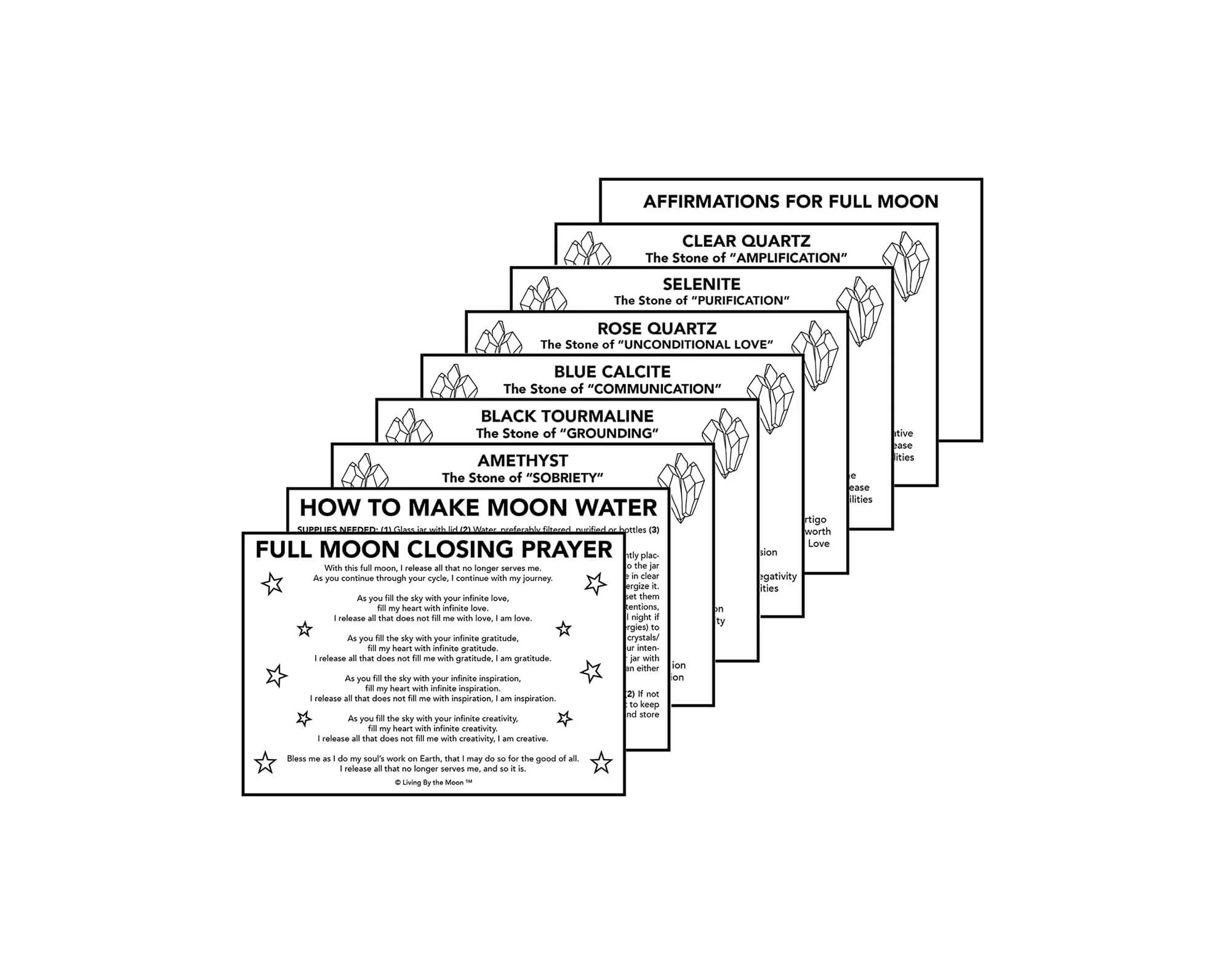 Full Moon Crystal Healing Informational Card Set