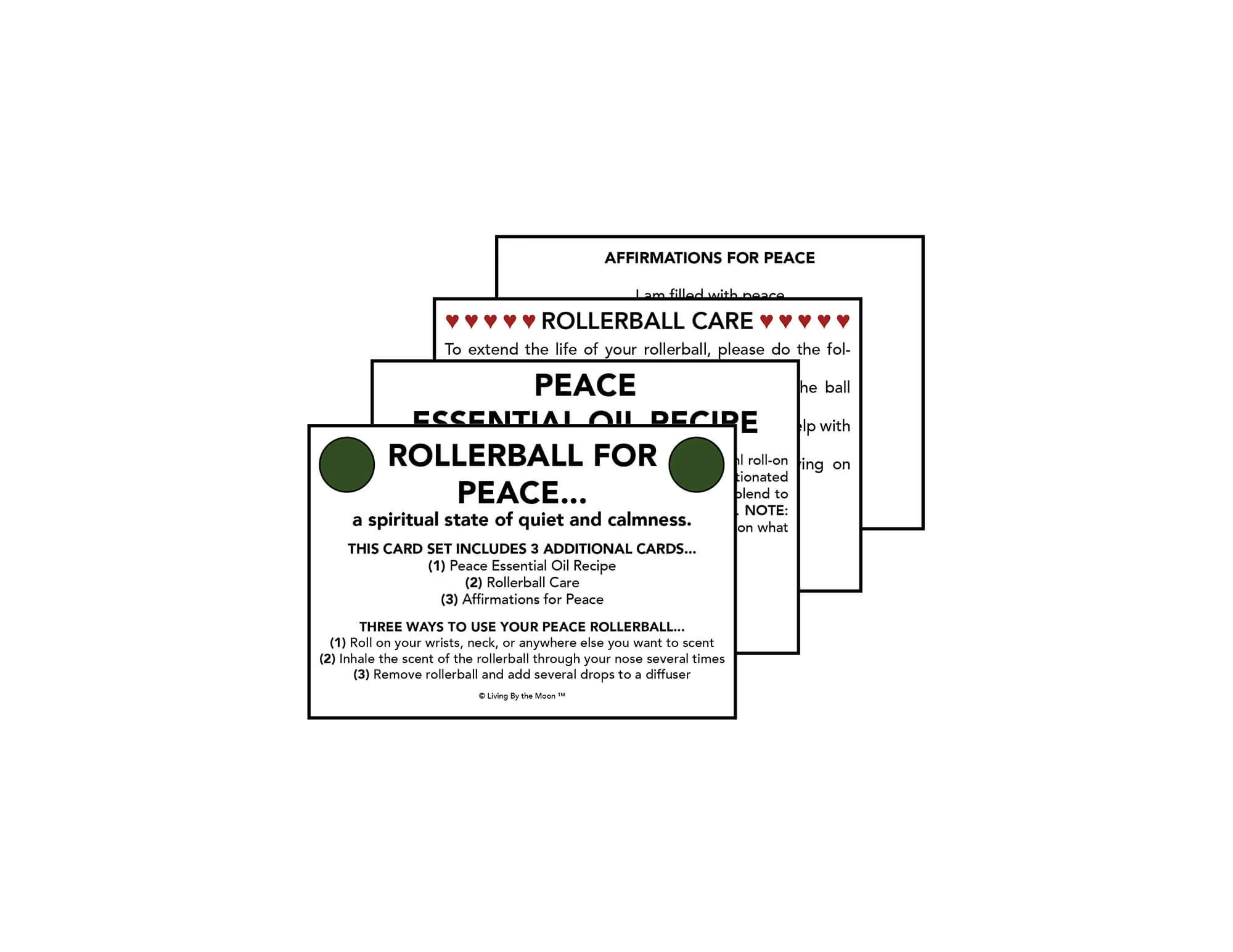 Uplifting Word Peace Essential Oil Rollerball Informational Card Set Mockup