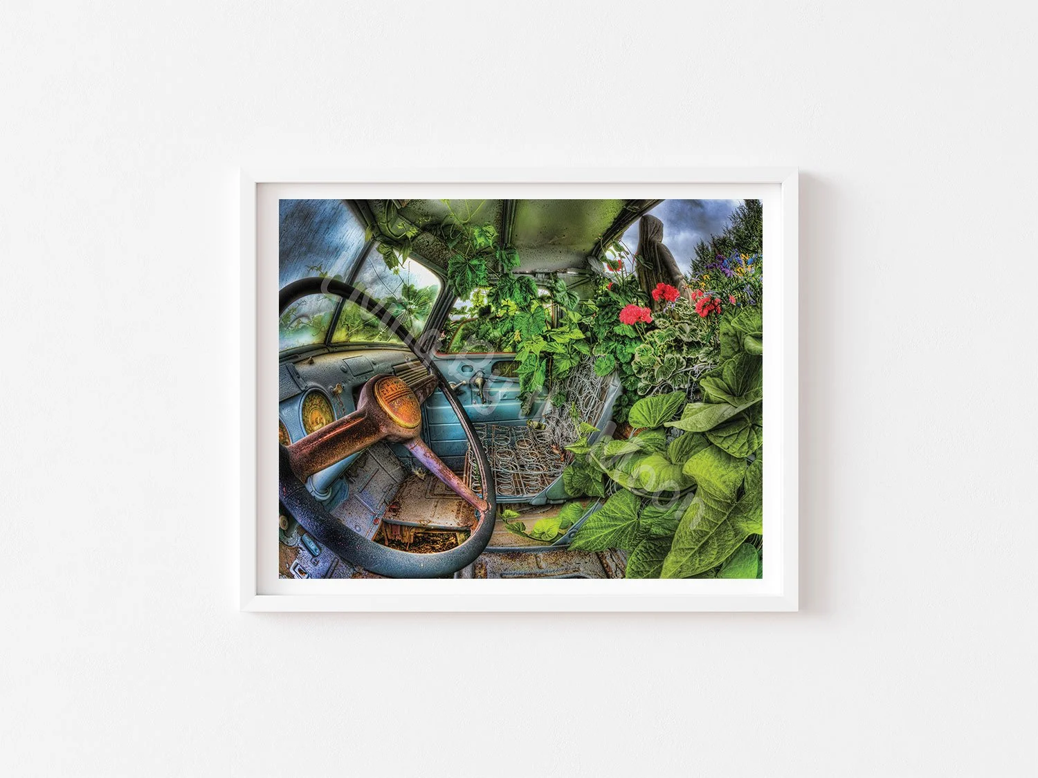 Green Hole Print White Frame Digital