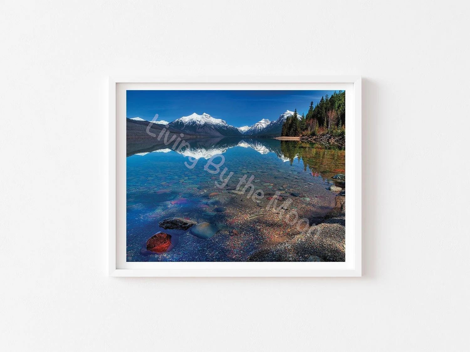 Frosted Mountains Print White Frame Digital