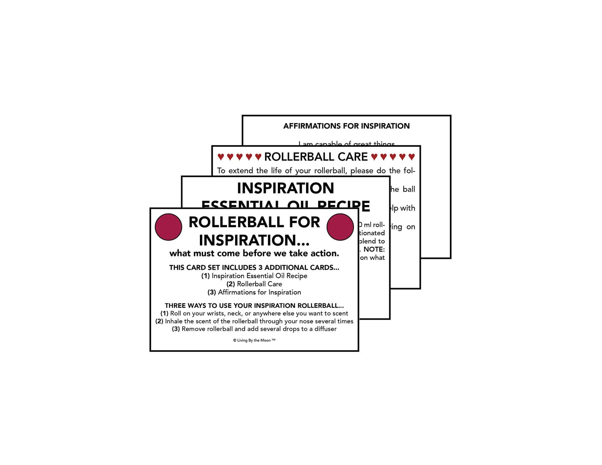 Uplifting Word Inspiration Essential Oil Rollerball Informational Card Set Mockup