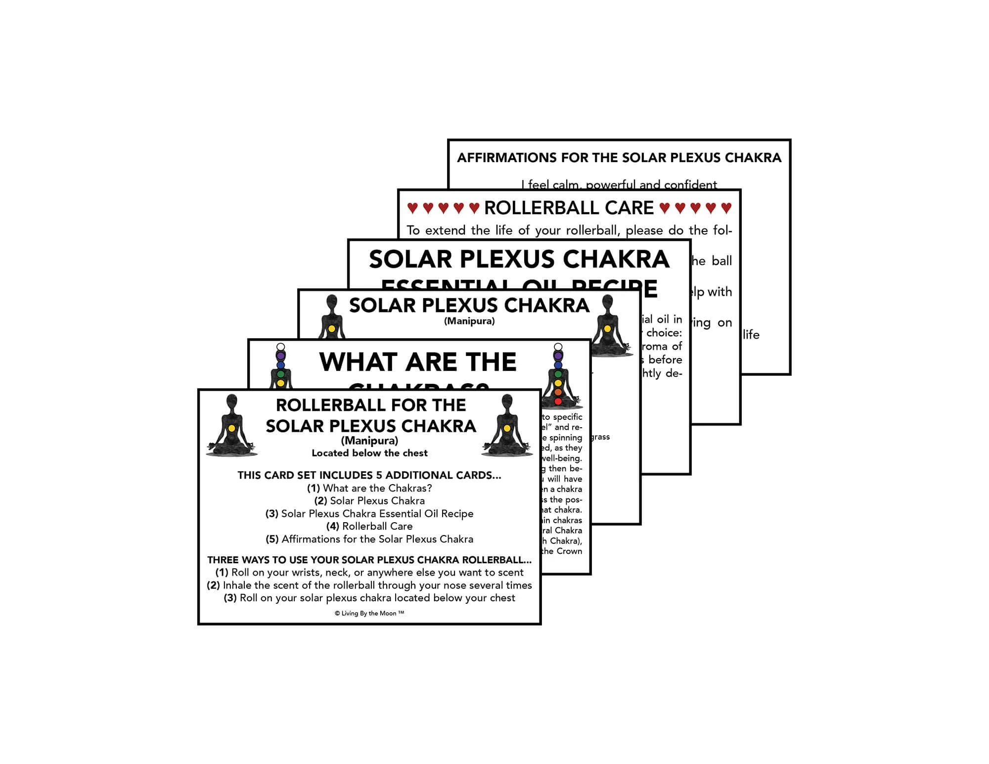 Solar Plexus Chakra Essential Oil Rollerball Informational Card Set Mockup