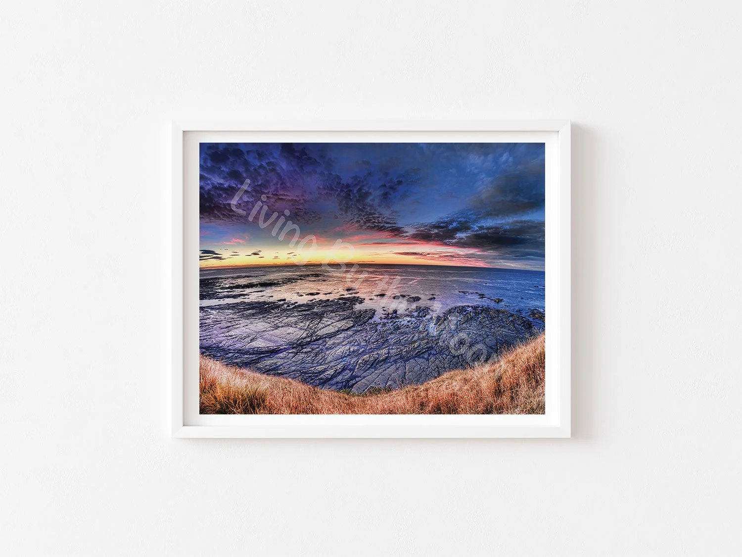 Wrinkled Shore Print White Frame Digital