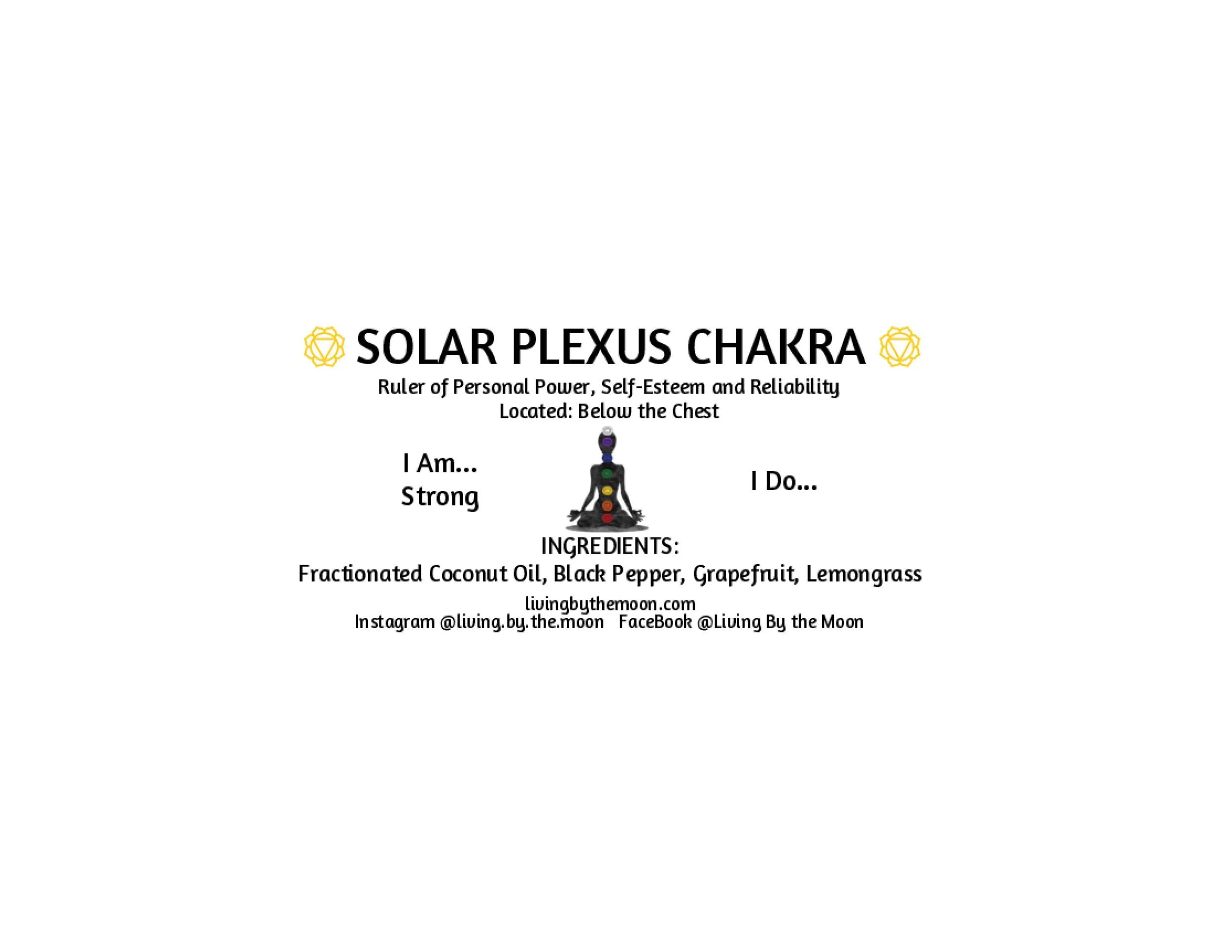 Solar Plexus Chakra Essential Oil Rollerball Informational Label