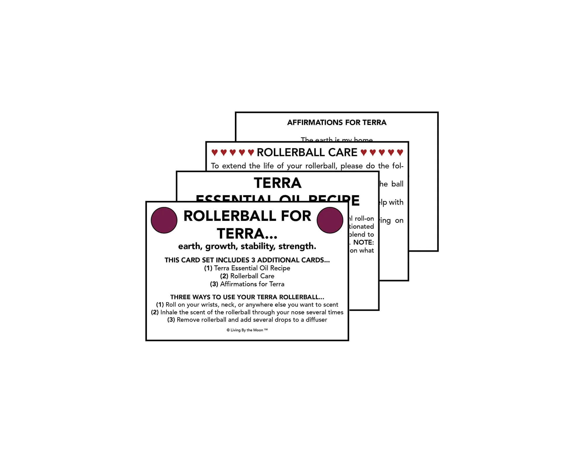 Uplifting Word Terra Essential Oil Rollerball Informational Card Set Mockup