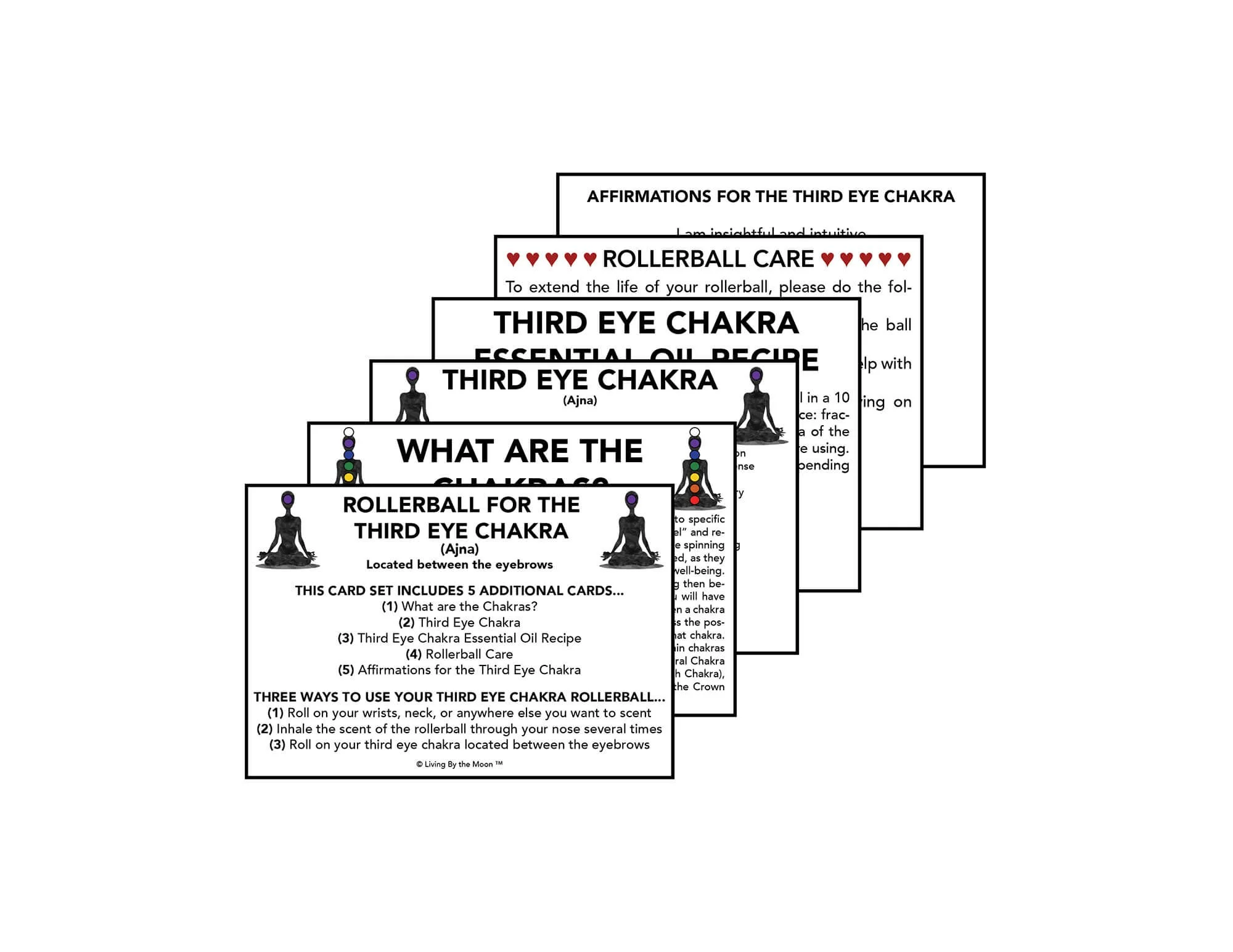 Third Eye Chakra Essential Oil Rollerball Informational Card Set Mockup