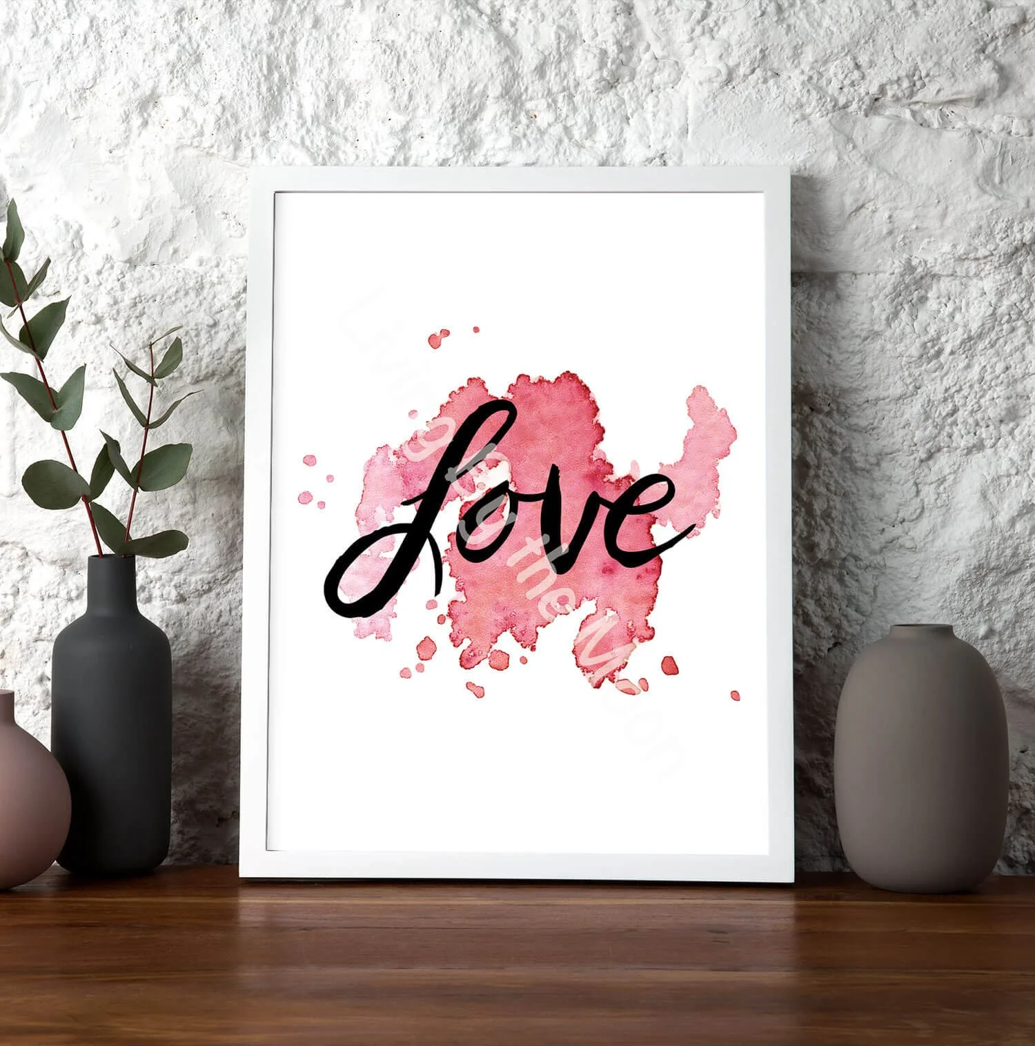 Love Print White Frame Digital