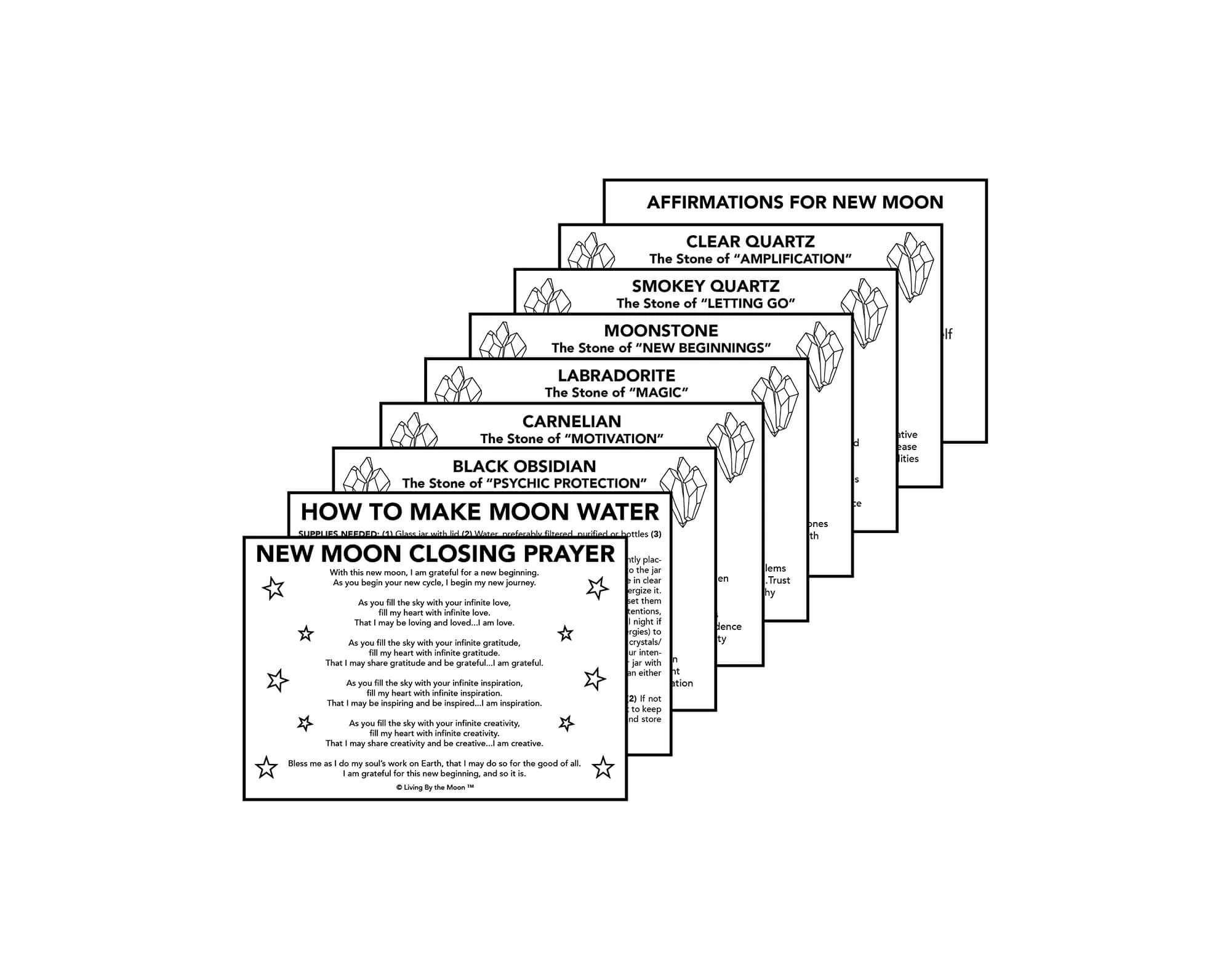 New Moon Crystal Healing Informational Card Set