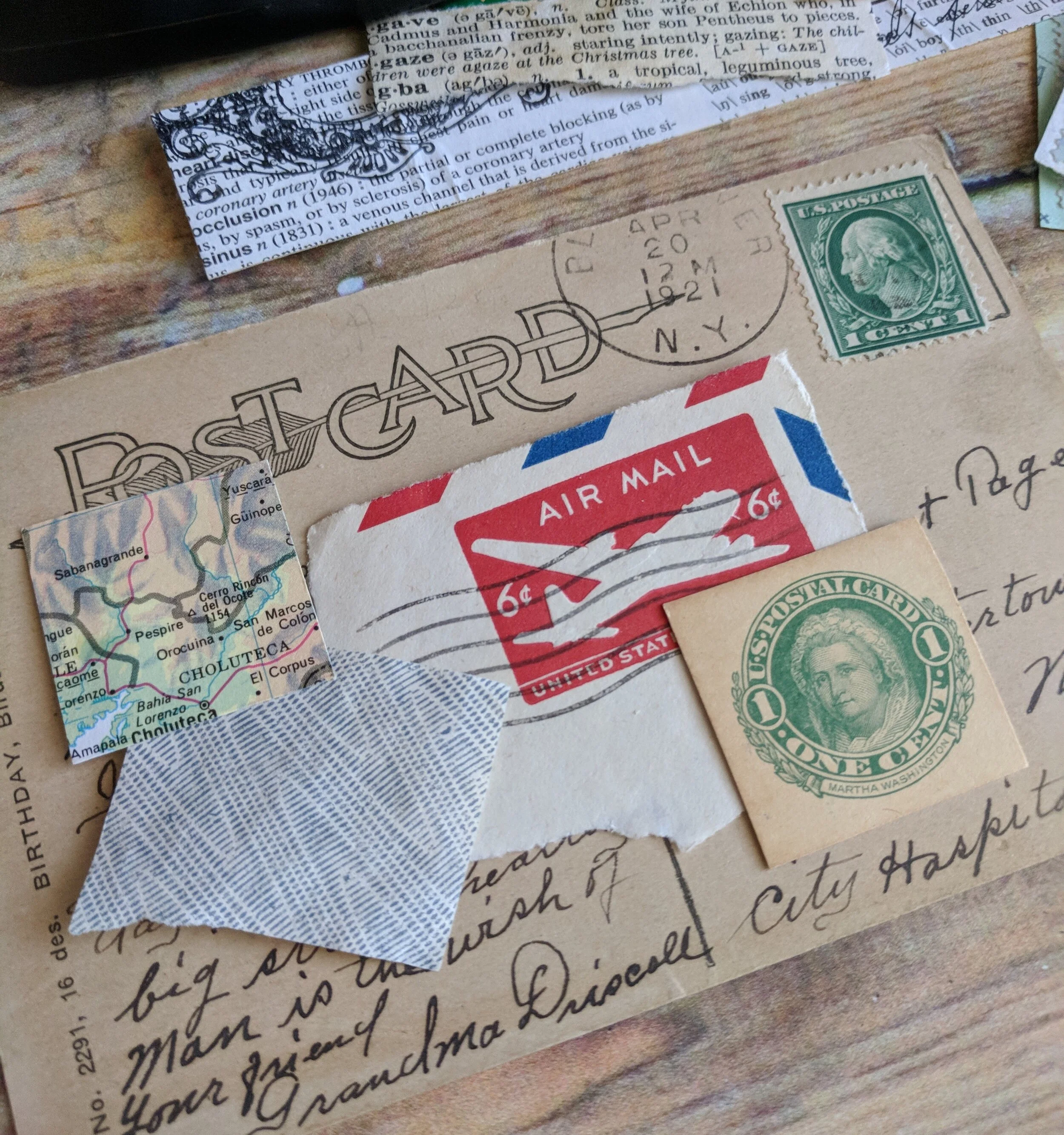 How to use a postcard as the basis for a collage