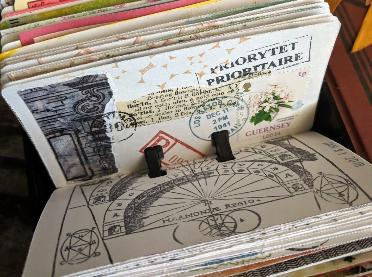 Rolodex card collage art