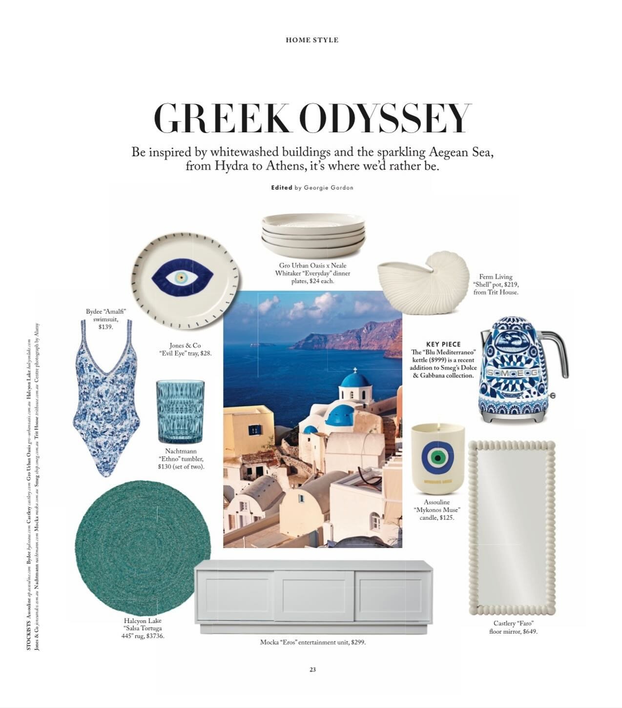 Love this Greek Odyssey edit in @sundaylifeau featuring @jonesandco_ Evil Eye Tray. 🧿 TY @georg1e_gee 
.
.
.
#evileye #homestyling #jonesandco
