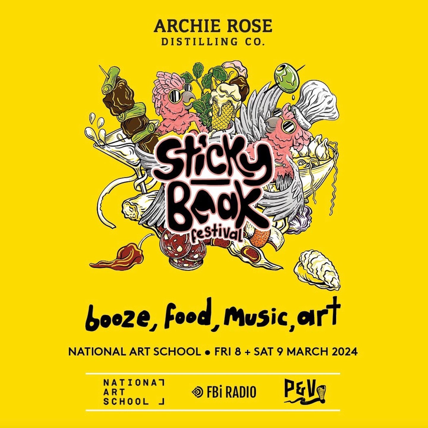 Don't miss this one! Archie Rose StickyBeak Festival 2024 on Friday 8 March and Saturday 9 March at @nas_au The National Art School campus will be transformed into a showcase of Sydney&rsquo;s best food and booze offerings, music and bespoke mastercl