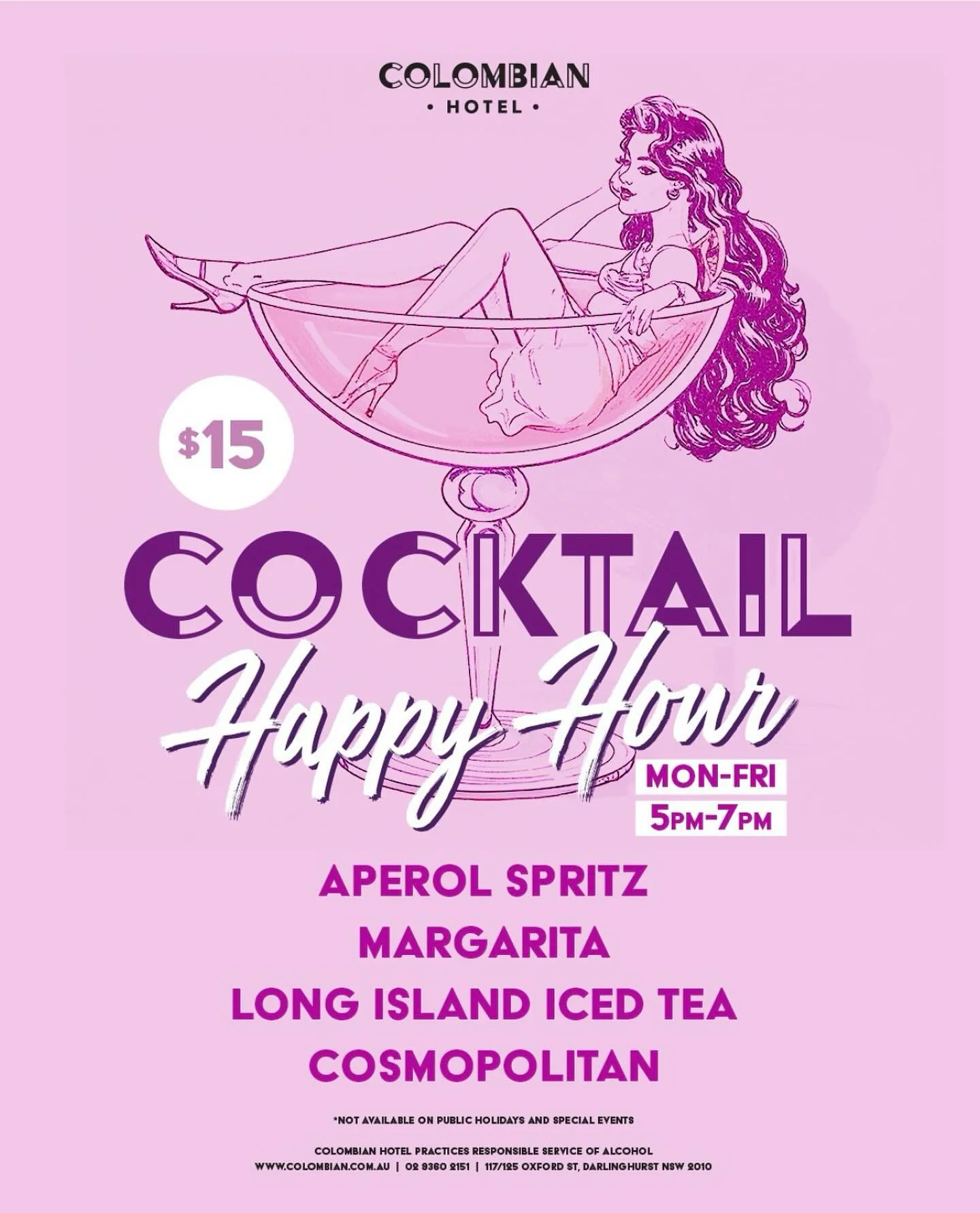 🍸 Cocktail Happy Hour at The Colombian Hotel 🍸
Golden hour just got happier 🌇 Check it out every Monday-Friday 5pm-7pm! Unwind in style with expertly crafted cocktails, and good vibes 😎