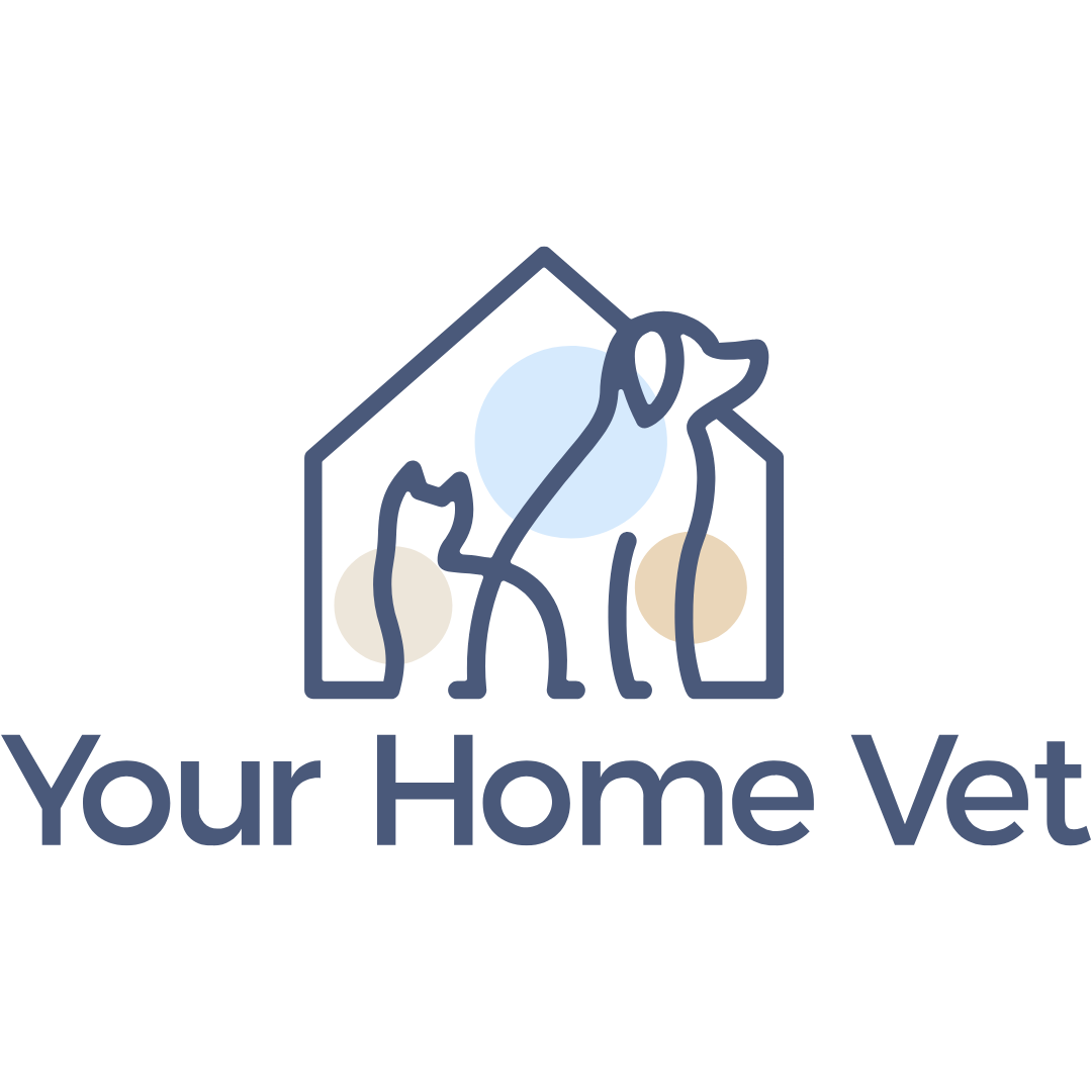 Logo of a dog inside a house outline with the text "Your Home Vet" underneath.