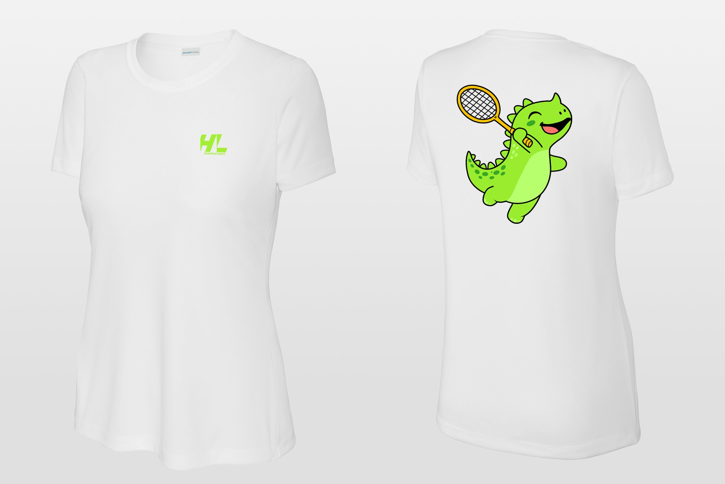 Dinosaur Badminton Smash Womens Shirt.jpg