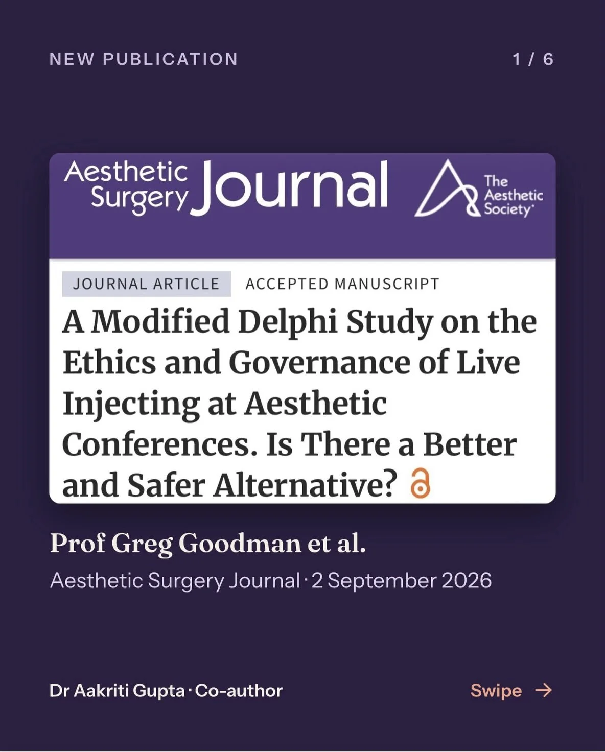 Should live injecting stay on the conference stage? Our new paper in the @aestheticsurgeryjournal tackles the ethics and governance of live demonstrations.
 
We brought together 31 international experts and surveyed 218 conference attendees to ask: i