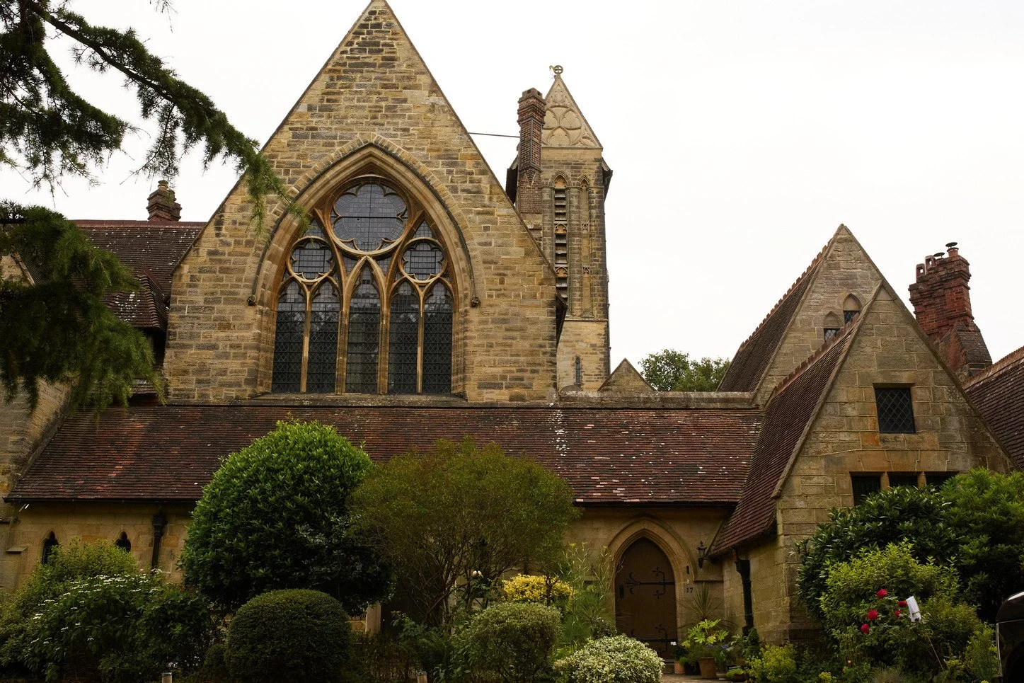 west-sussex-period-convent-film-photo-shoot-location-unique-venue-hire-front-elevation-topiary-trees.jpg