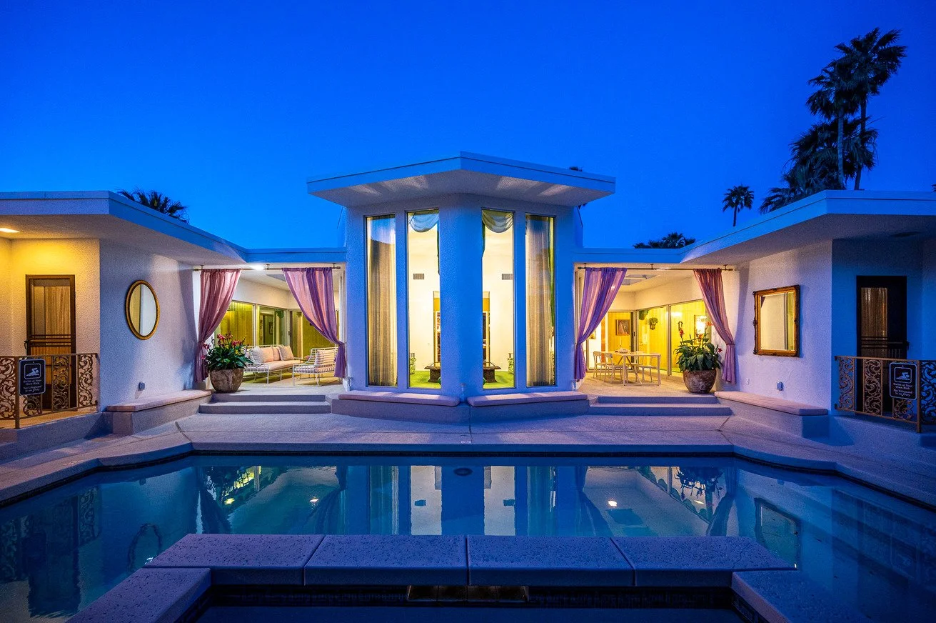 california-mid-century-modern-time-capsule-film-photo-shoot-location-hire-nightime-pool-facade.jpg