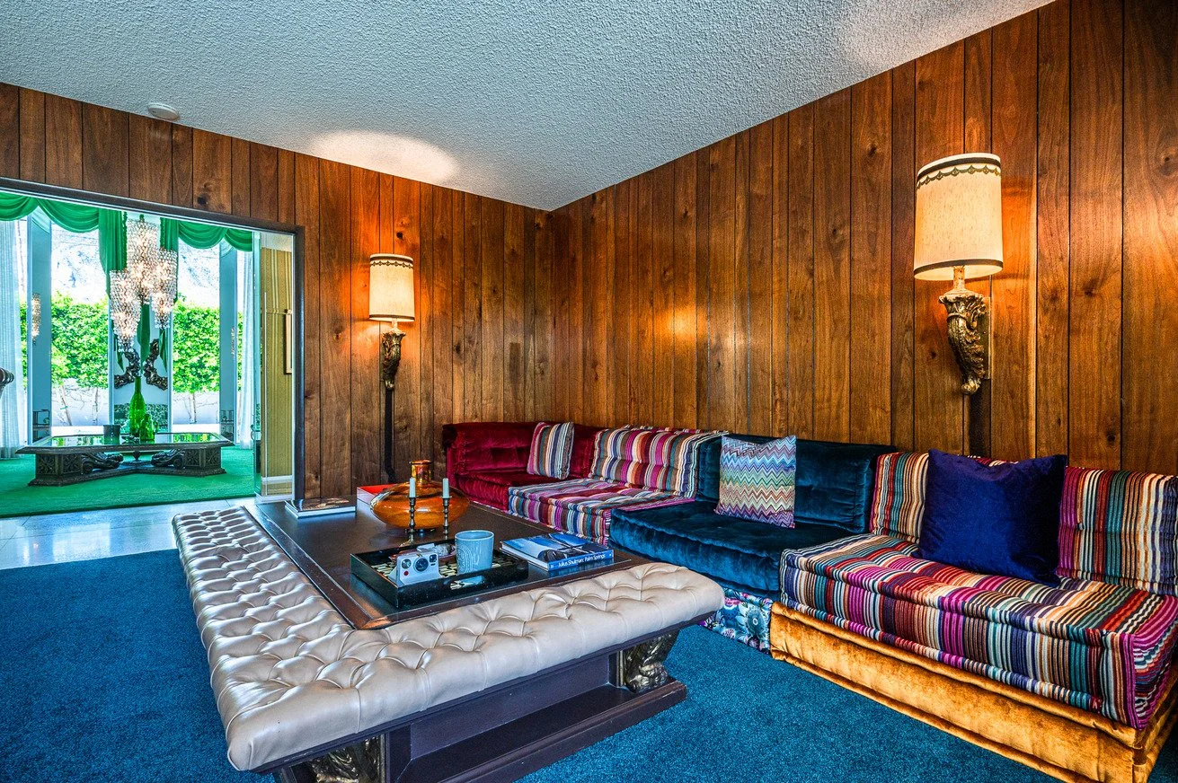 california-mid-century-modern-time-capsule-film-photo-shoot-location-hire-patterned-stripe-sofas.jpg