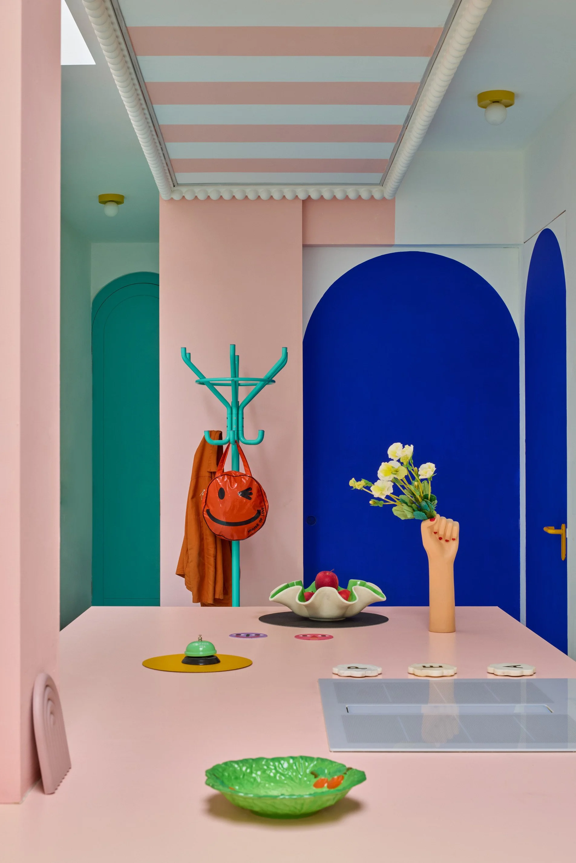 london-pink-wes-anderson-style-colourful-house-roof-terrace-filming-photoshoots-coat-stand.jpg