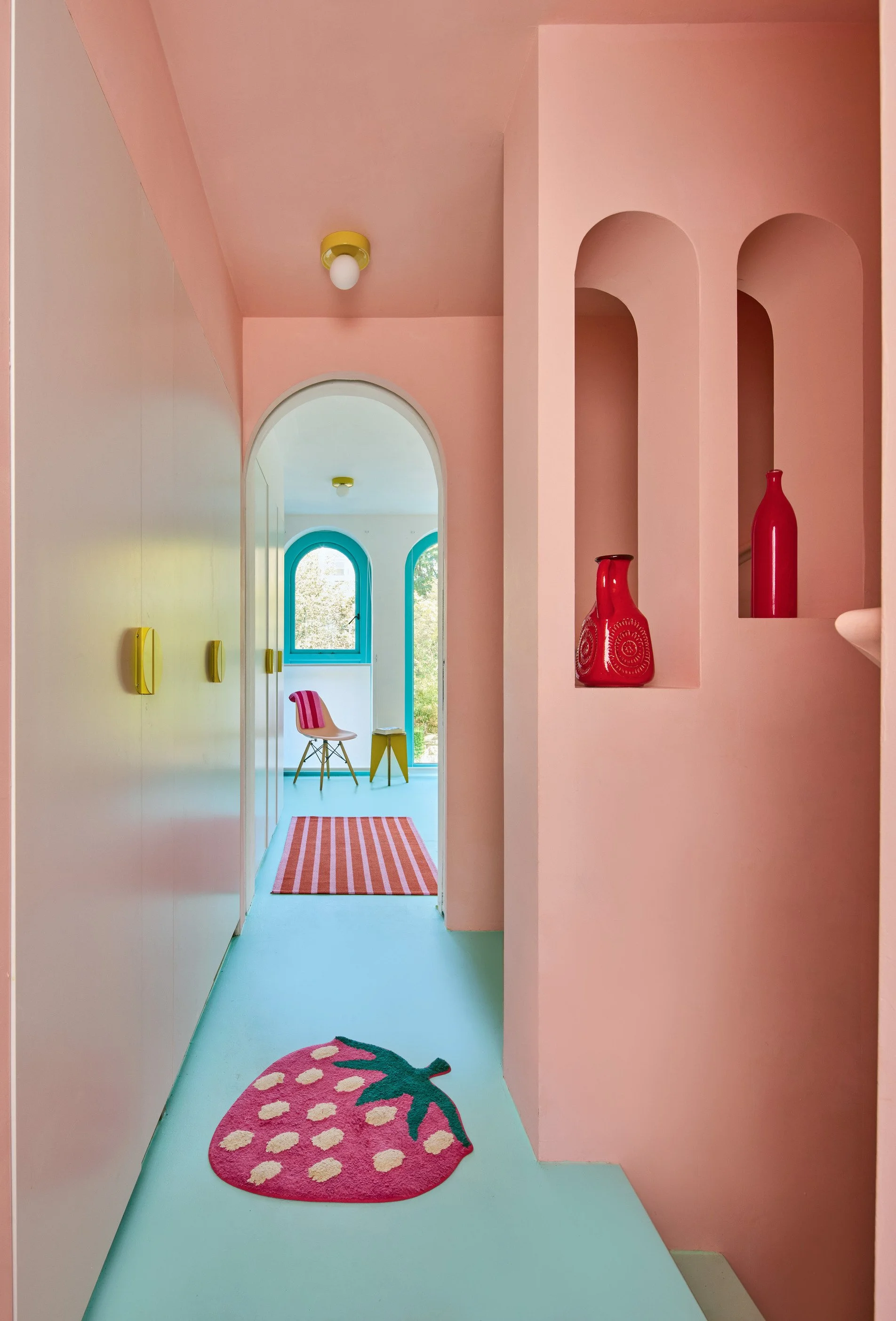 london-pink-wes-anderson-style-colourful-house-roof-terrace-filming-photoshoots-hallway.jpg