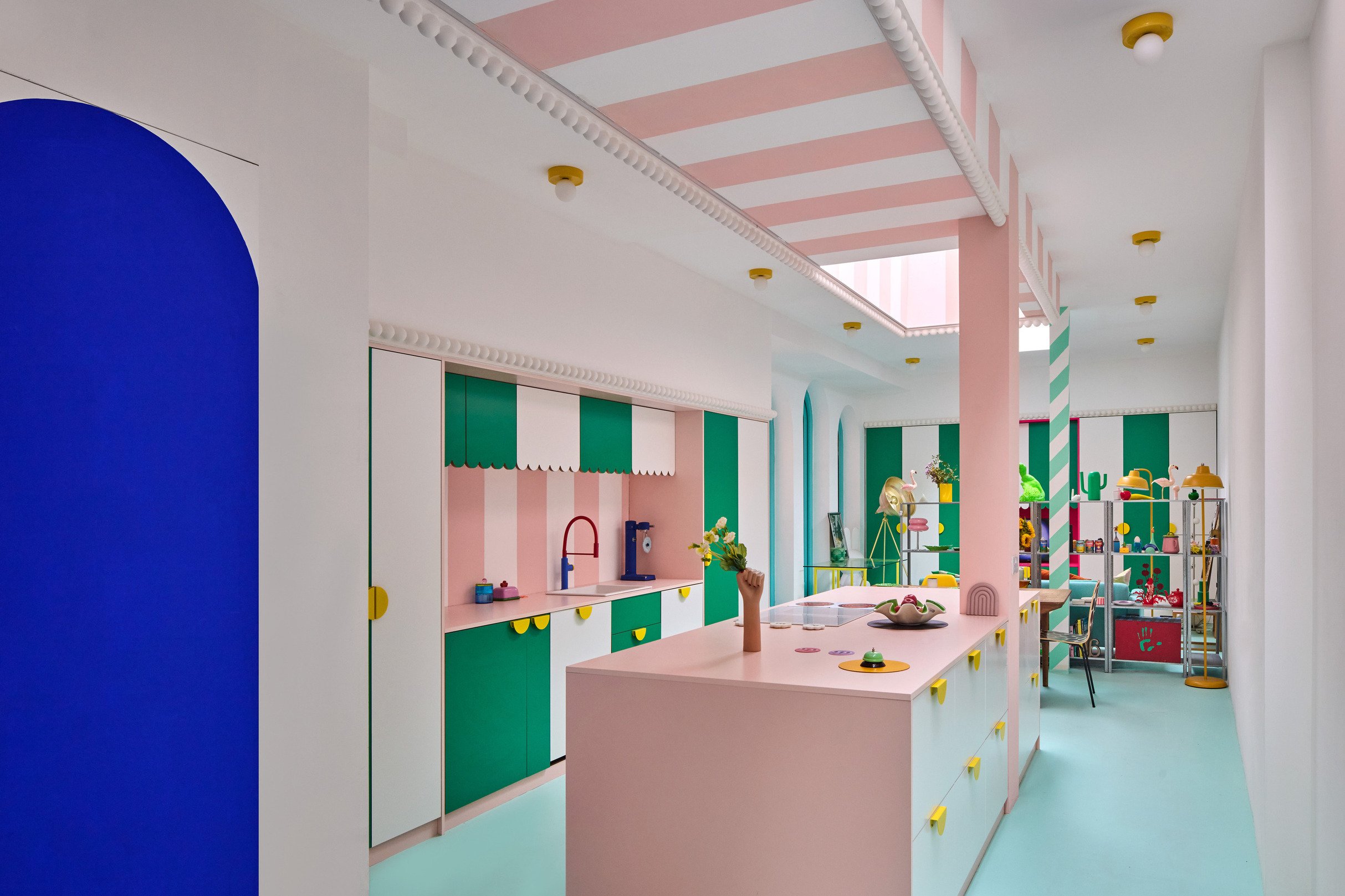 london-pink-wes-anderson-style-colourful-house-roof-terrace-filming-photoshoots-kitchen-units.jpg