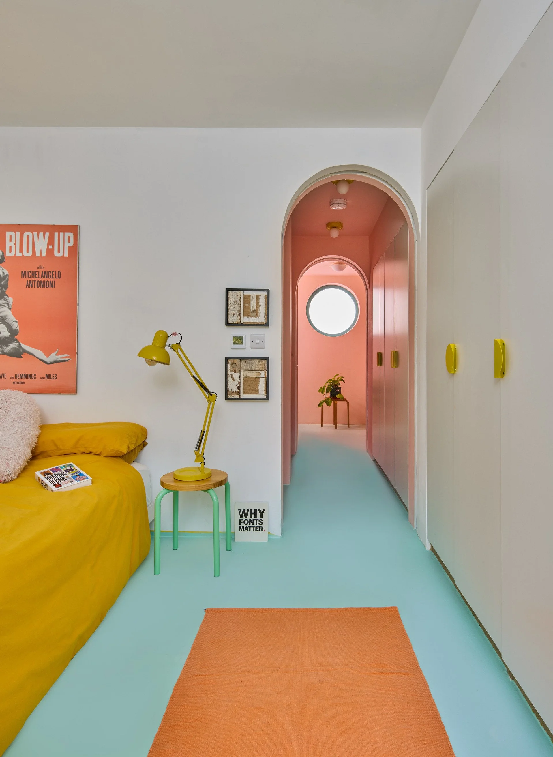london-pink-wes-anderson-style-colourful-house-roof-terrace-filming-photoshoots-yellow-bed.jpg