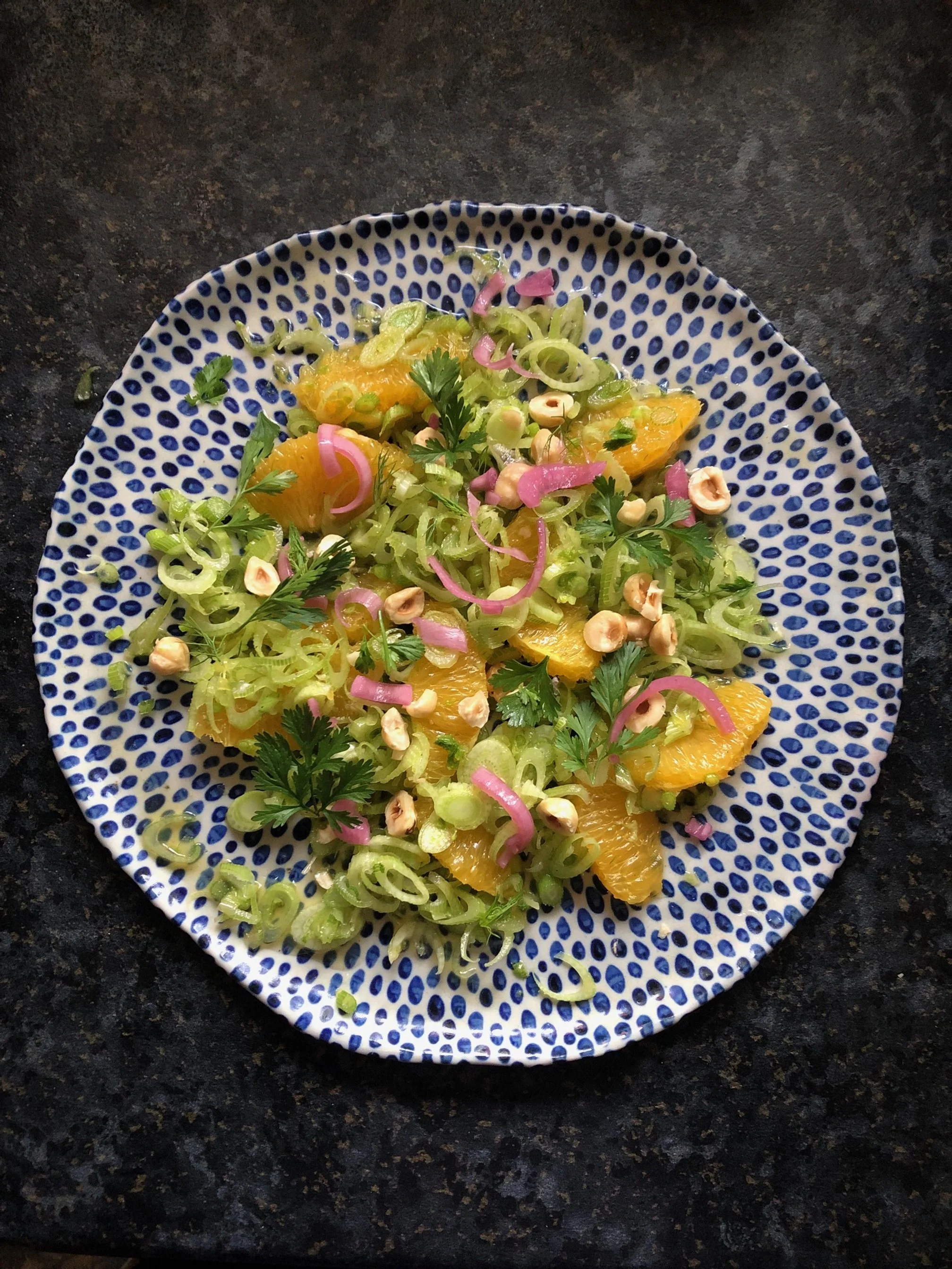 Fennel, orange salad with hazelnuts
