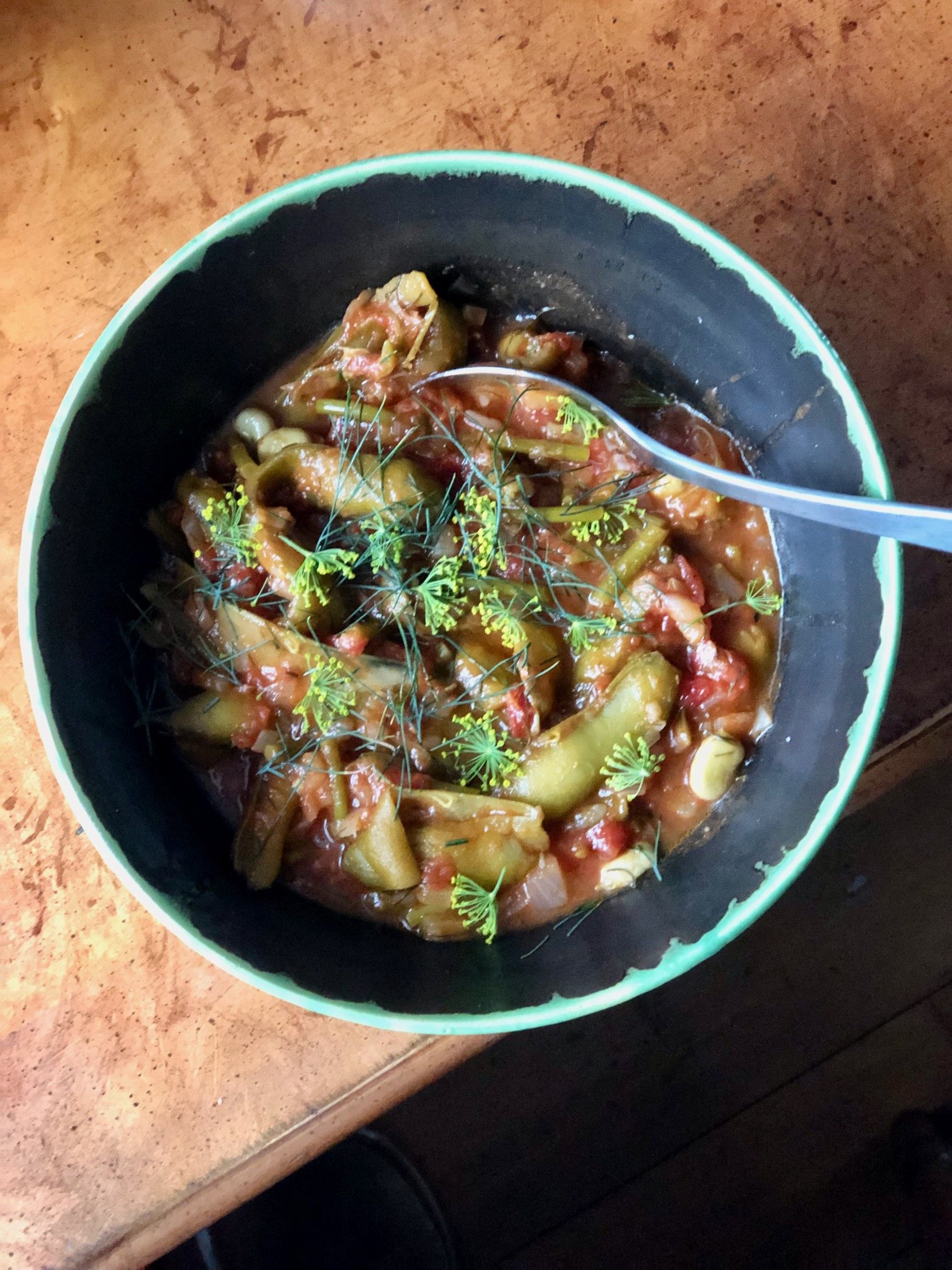 Greek beans with dill &amp; tomato