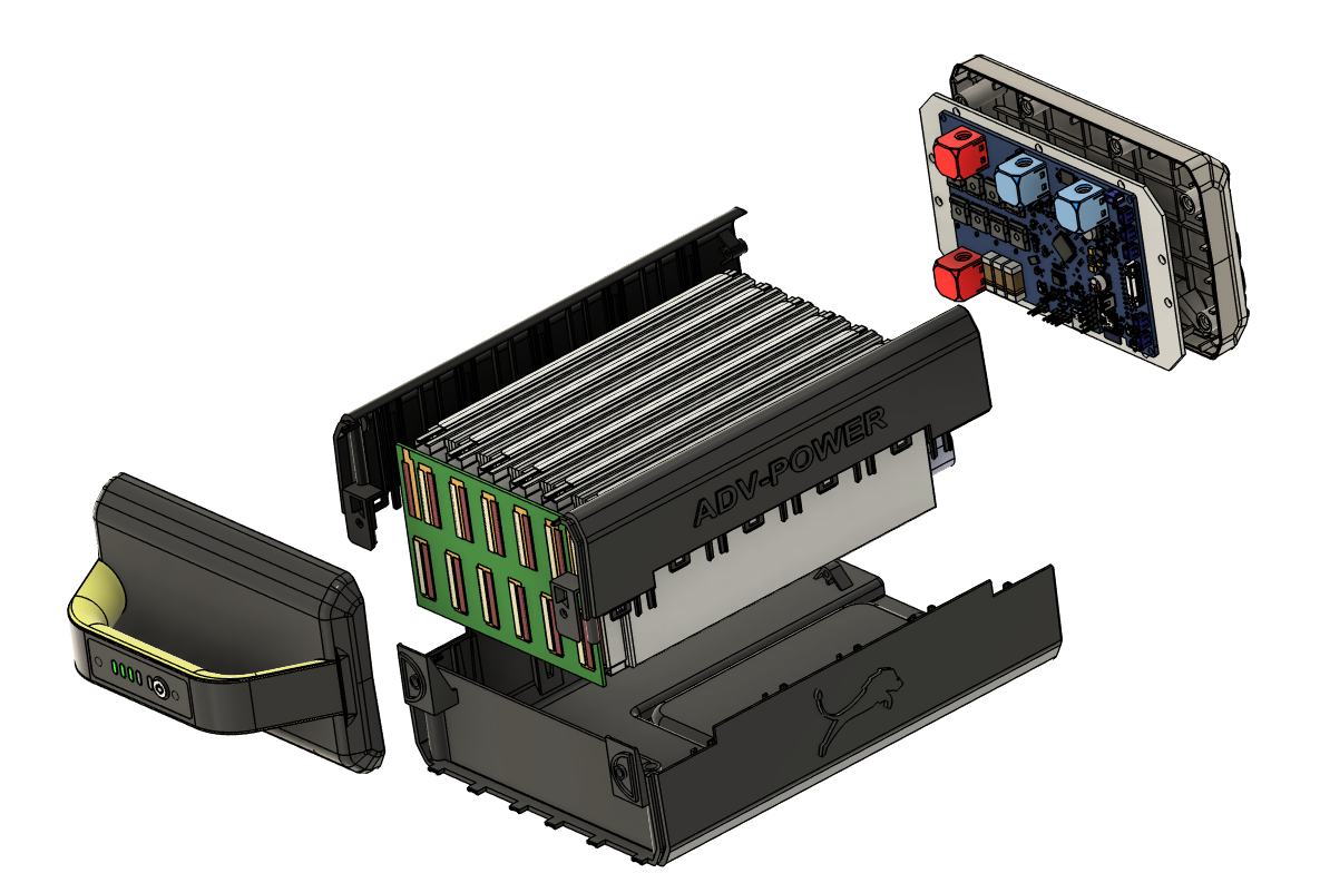 Une illustration schématique de l'intérieur d'une pile ou d'une batterie, avec divers composants électroniques et connecteurs.
