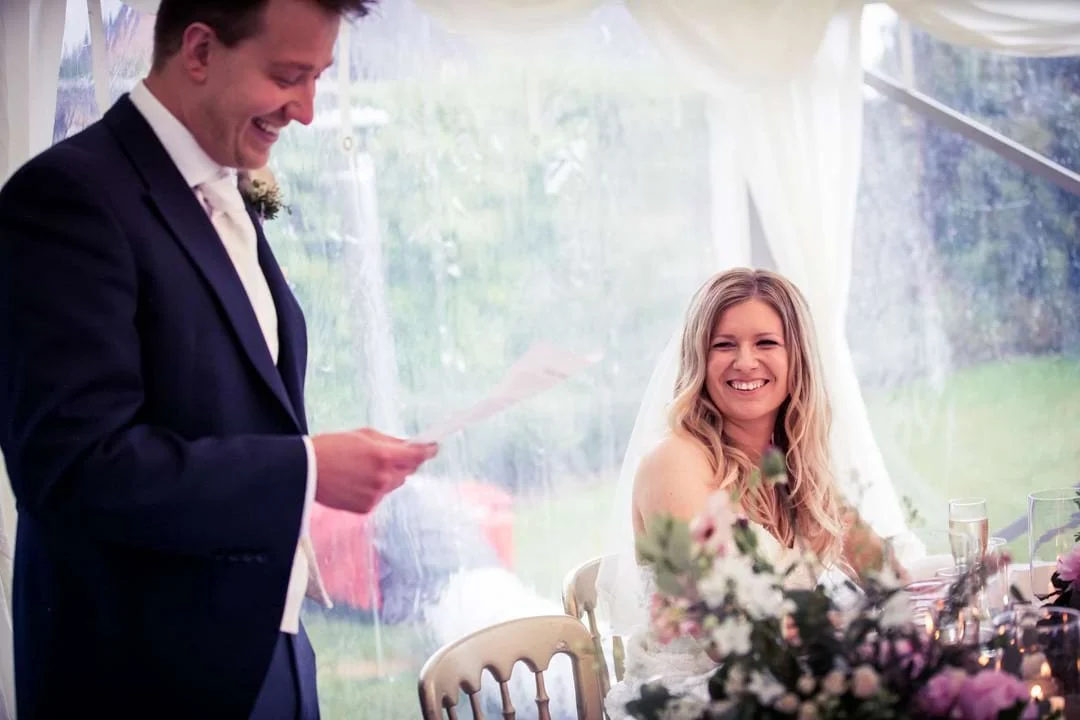 Yorkshire Wedding couple enjoying their speeches