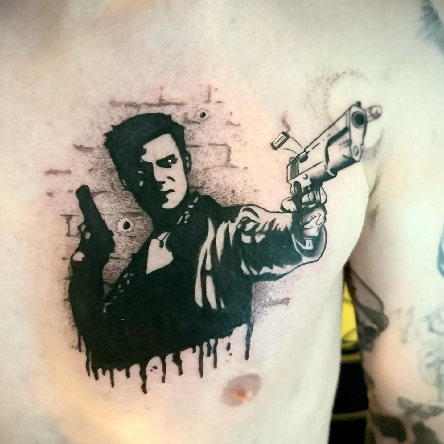 Had a blast making Max Payne on @tattfest π
Huge thanks to @darkartsatli for having me on the venue and @icelandtattoo for supporting me π
Made with:
@kwadron @cheyenne_tattooequipment 
By:
@killerinktattoo 
#tattoo #tattooconvention #blackwork