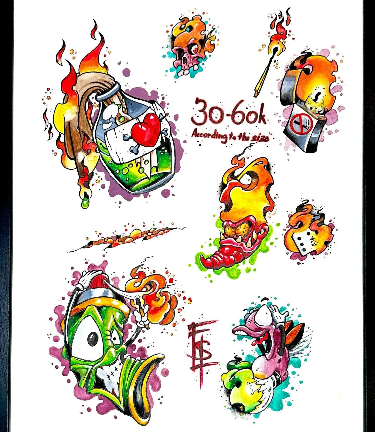 Flash sheet full of fire ready for you π₯π₯π₯
DM me for booking and lit your inner flame π₯π₯
Sizes can be changed π₯
@icelandtattoo 
#flash #flashtattoo #tattoo #tattooflash #newschool #newschooltattoo #tattoodesign #firetattoo #flametattoo #color