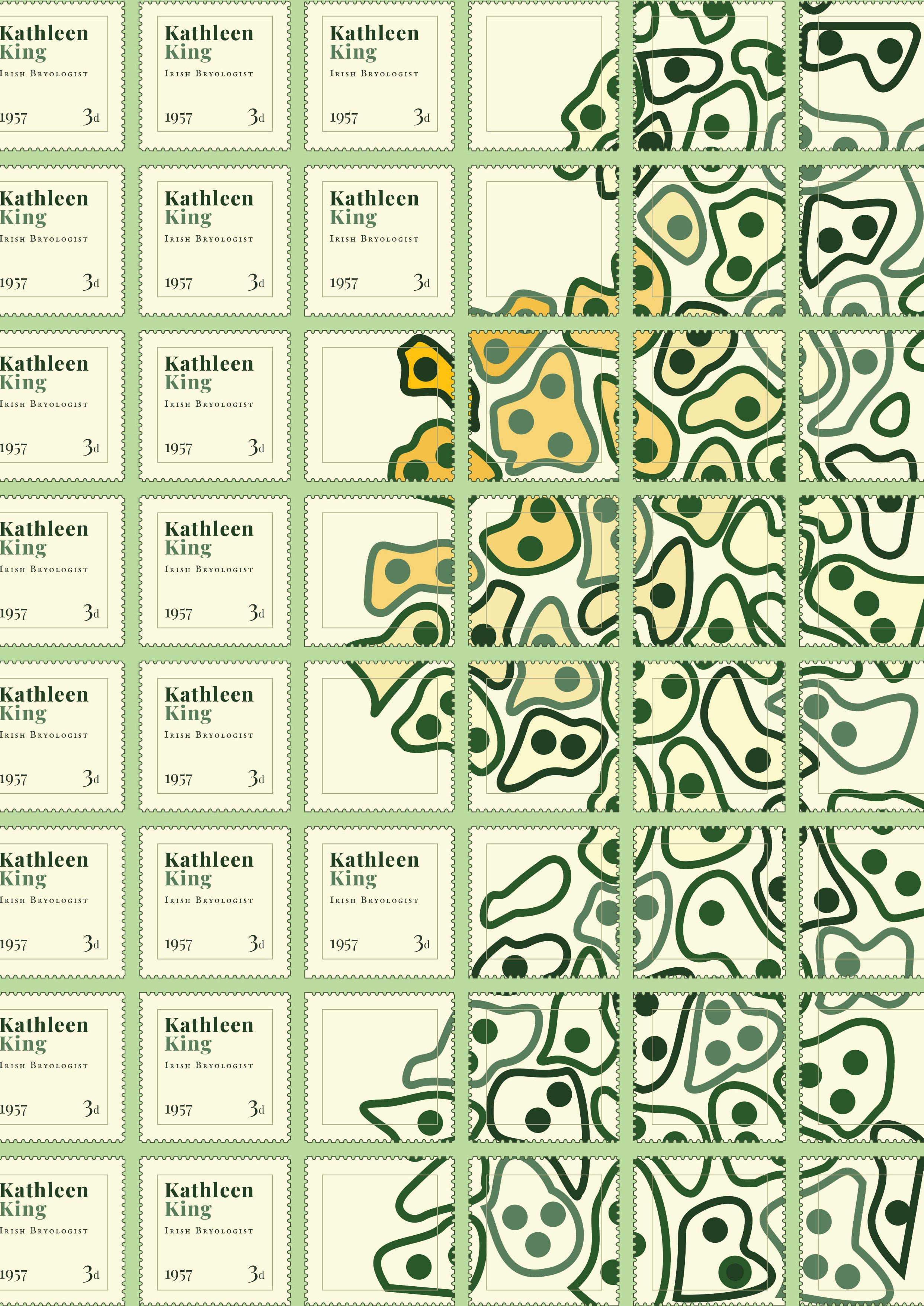 Kathleen King (Botany) in the style of Ivalo Abelsen. Designed by Aidan Finnegan.