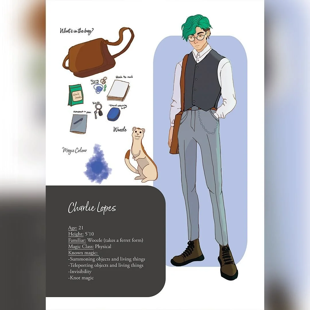 I had a blast drawing one of my friends into a witch character with the magic system I&rsquo;m making. I learnt a few things with this piece, mainly how to kind of make flat colour look good. Also that ferrets are hard to draw.

I&rsquo;m still worki