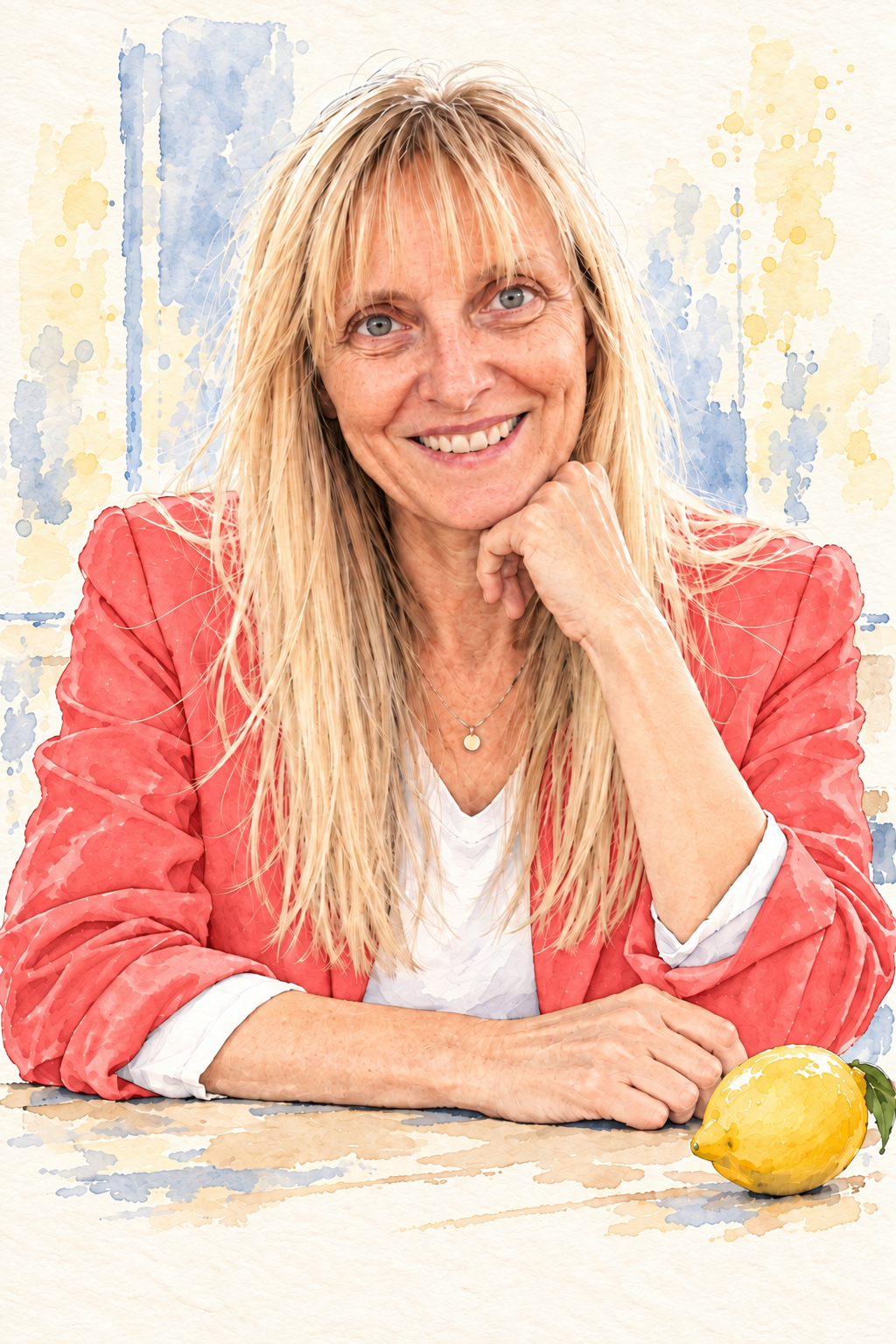 Illustration von Katharina Engelhardt mit einer Zitrone auf dem Tisch.