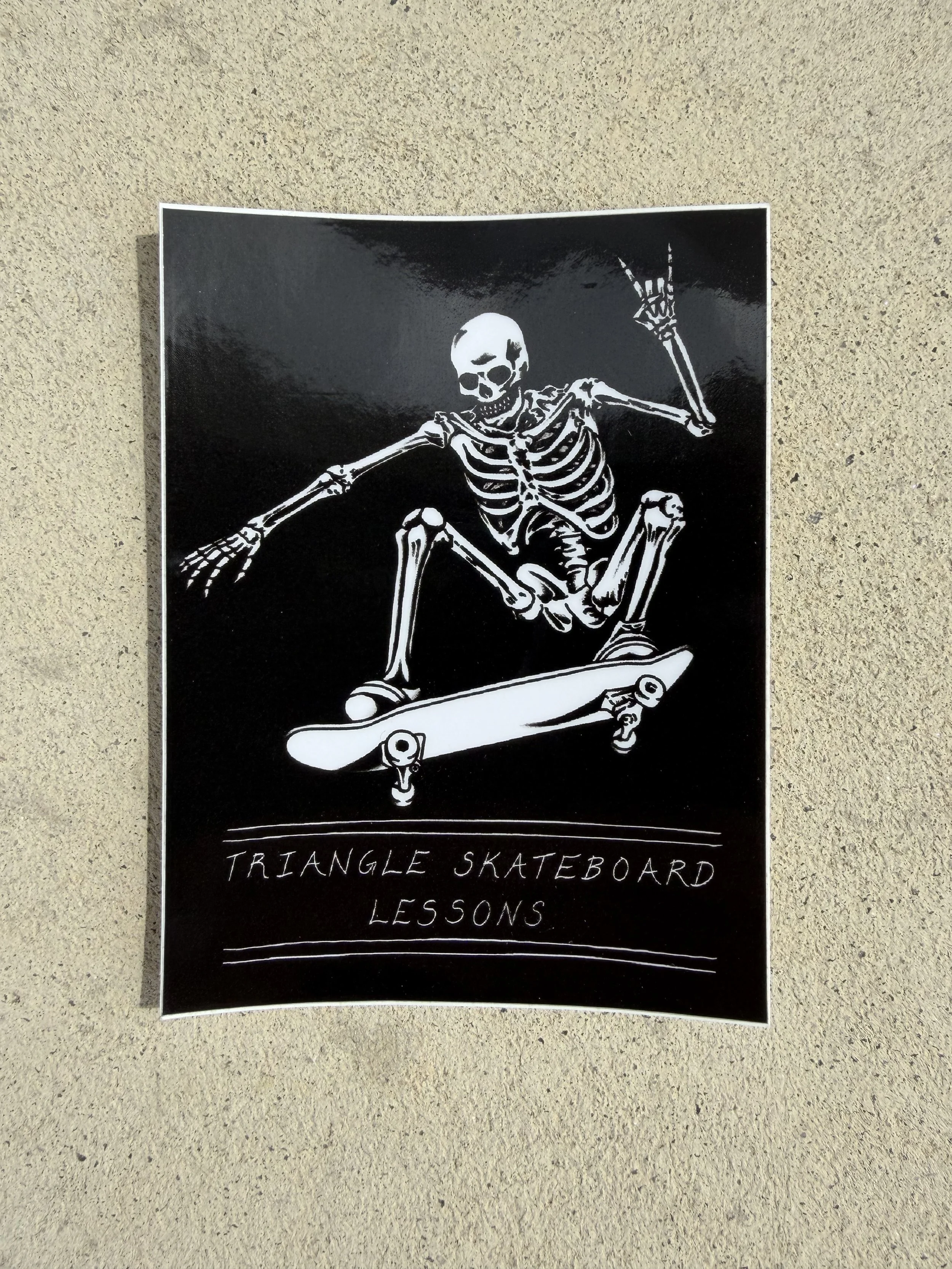 Triangle Skateboard Lessons Skeleton Sticker