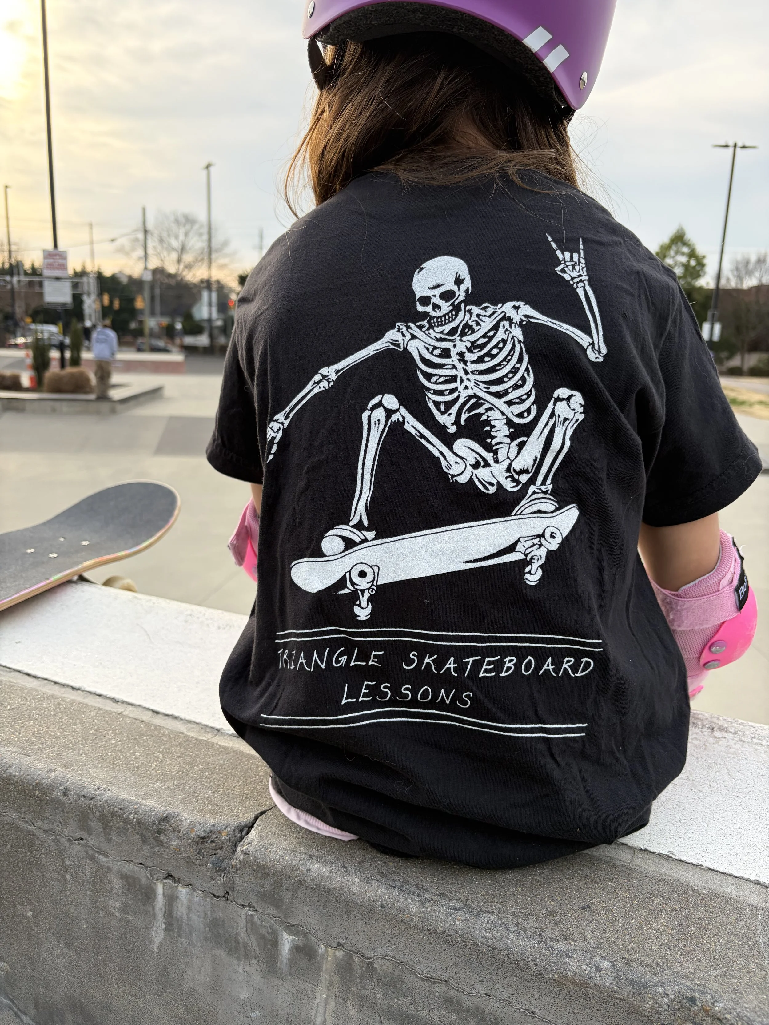 Triangle Skateboard Lessons Skeleton T-Shirt