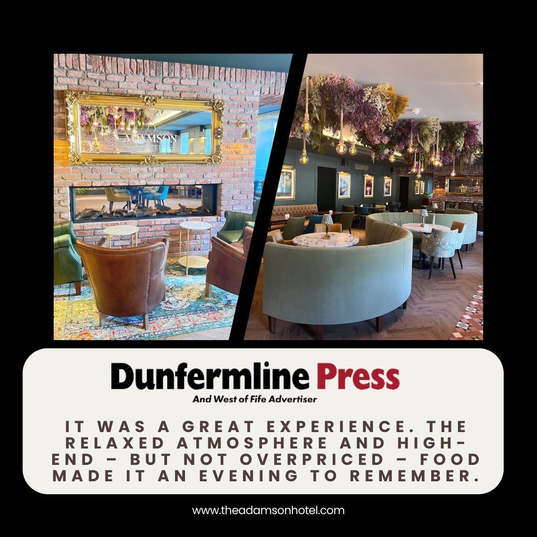Huge thank you to The Dunfermline Press who joined us for Dinner last week. We're delighted that they enjoyed their meal and published a glowing review. When the critics love your menu you know your Chef Team is really cooking!

Join us from noon dai