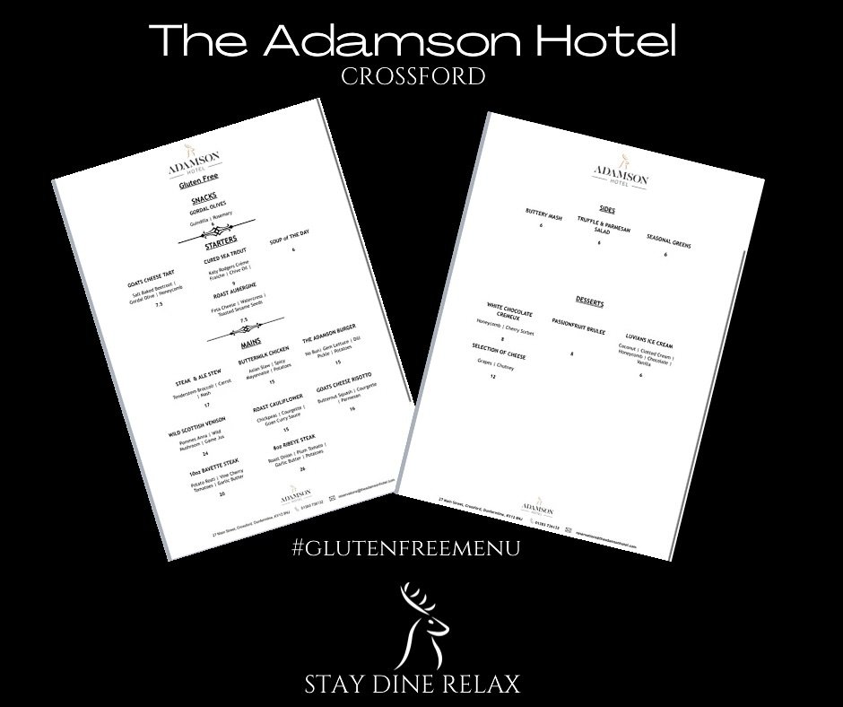 When you&rsquo;re GLUTEN FREE and eating out it can be a complete minefield. Having to search through the options, asking the server, checking with the chefs.

Here at The Adamson Hotel we&rsquo;ve removed all the stress and simplified the entire pro