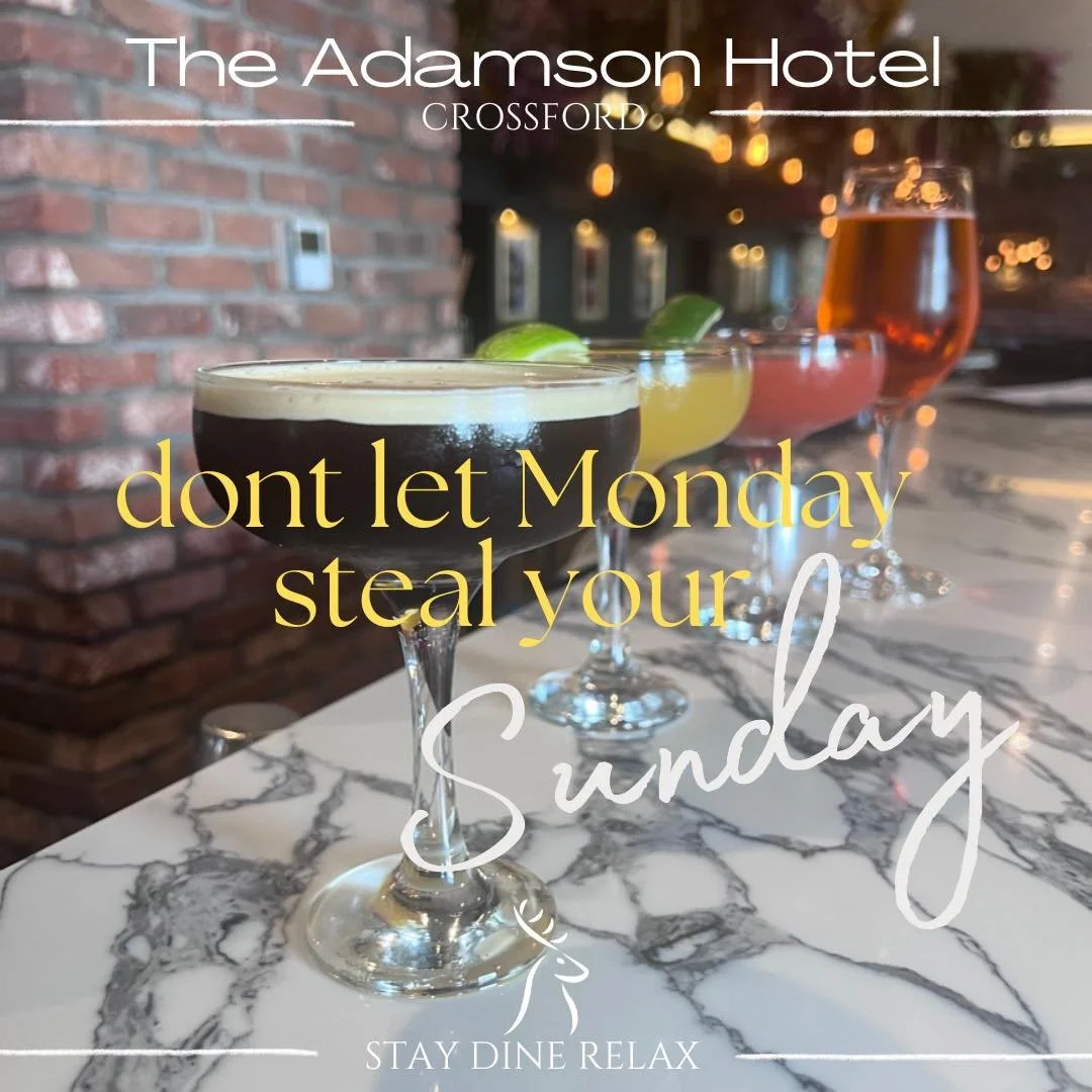 The weekend may be winding down, but the good times don&rsquo;t have to! Join us today&mdash;our restaurant is open all day for delicious meals and cozy fireside vibes ☔️

The Adamson Hotel - Serving from Scotlands larder 🏴󠁧󠁢󠁳󠁣󠁴󠁿
