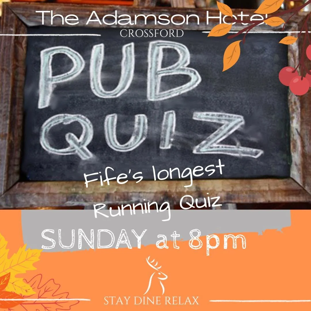 🎉 Fife&rsquo;s Longest Running Pub Quiz &ndash; Tonight at 8PM! 🍻
Join us for a night packed with great prizes, big laughs, and good times!
Bring your friends, test your knowledge, and see if your team can take the top spot.

New teams are always w